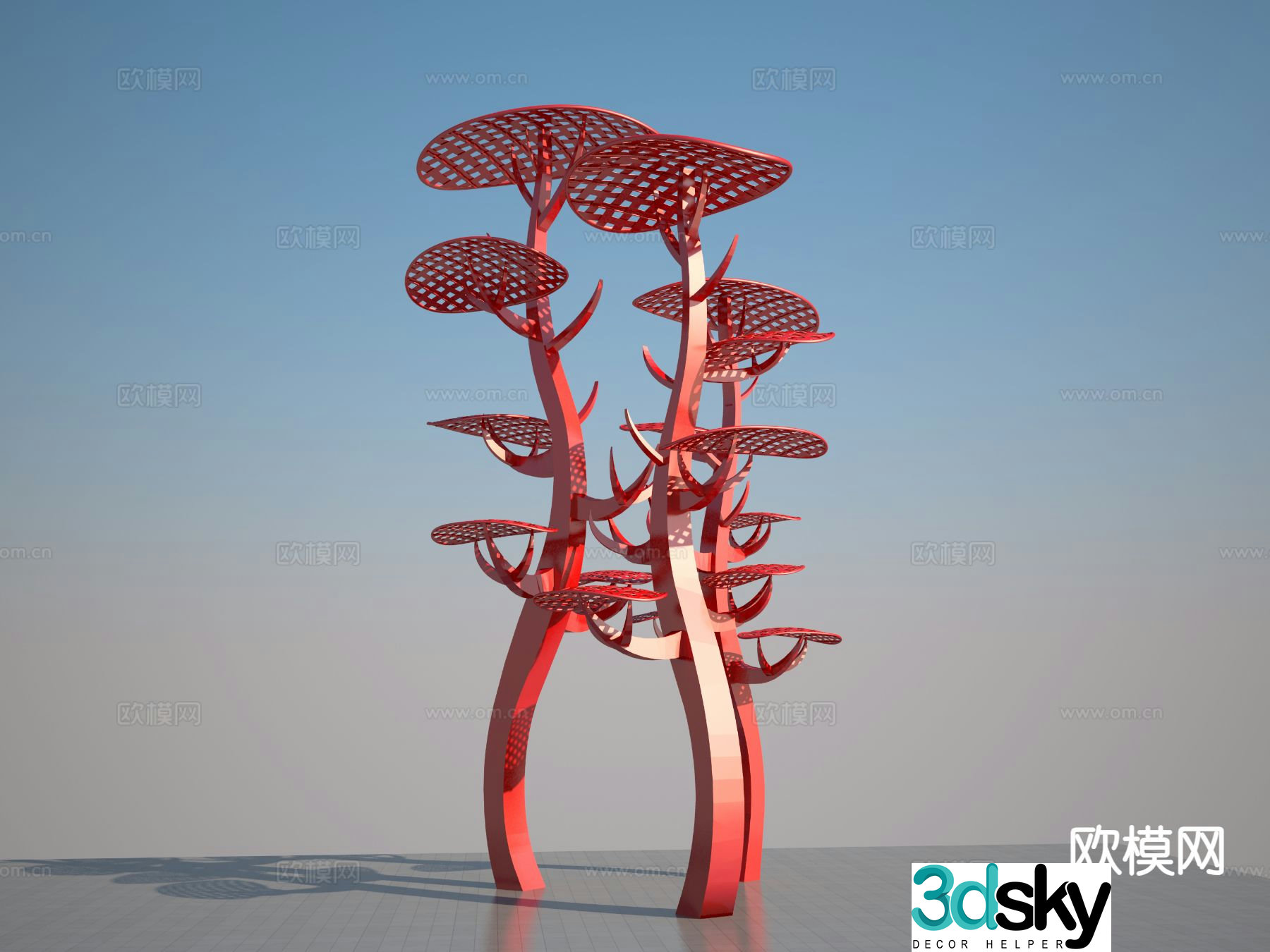 Tree of life sculpture square sculpture 3d model