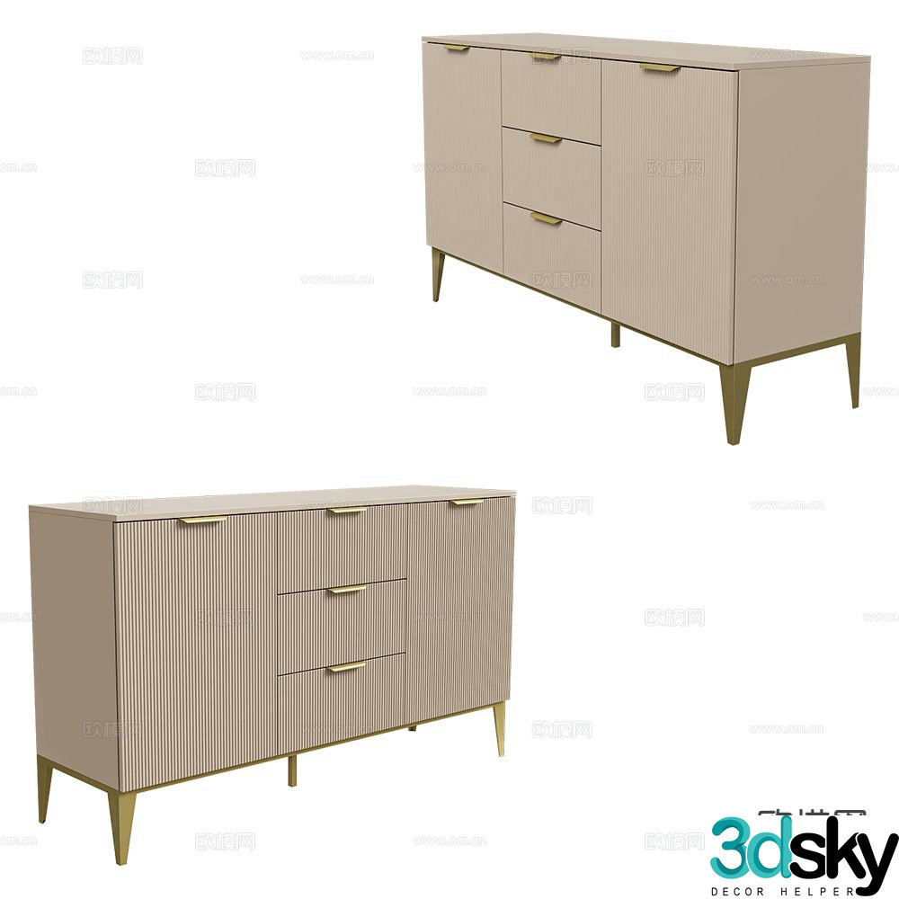 Mister French end view cabinet entrance cabinet 3d model