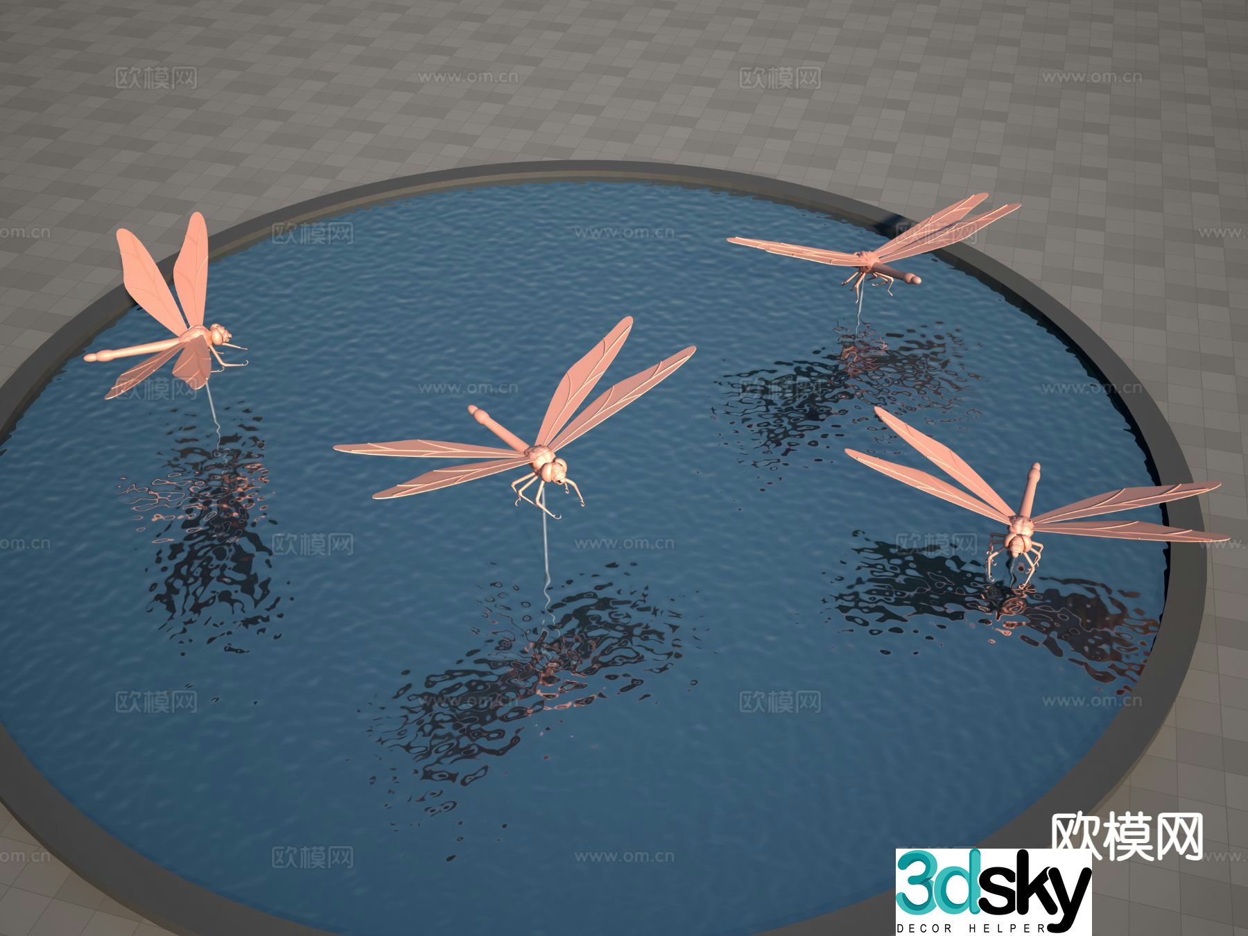 Dragonfly sculpture square sculpture 3d model