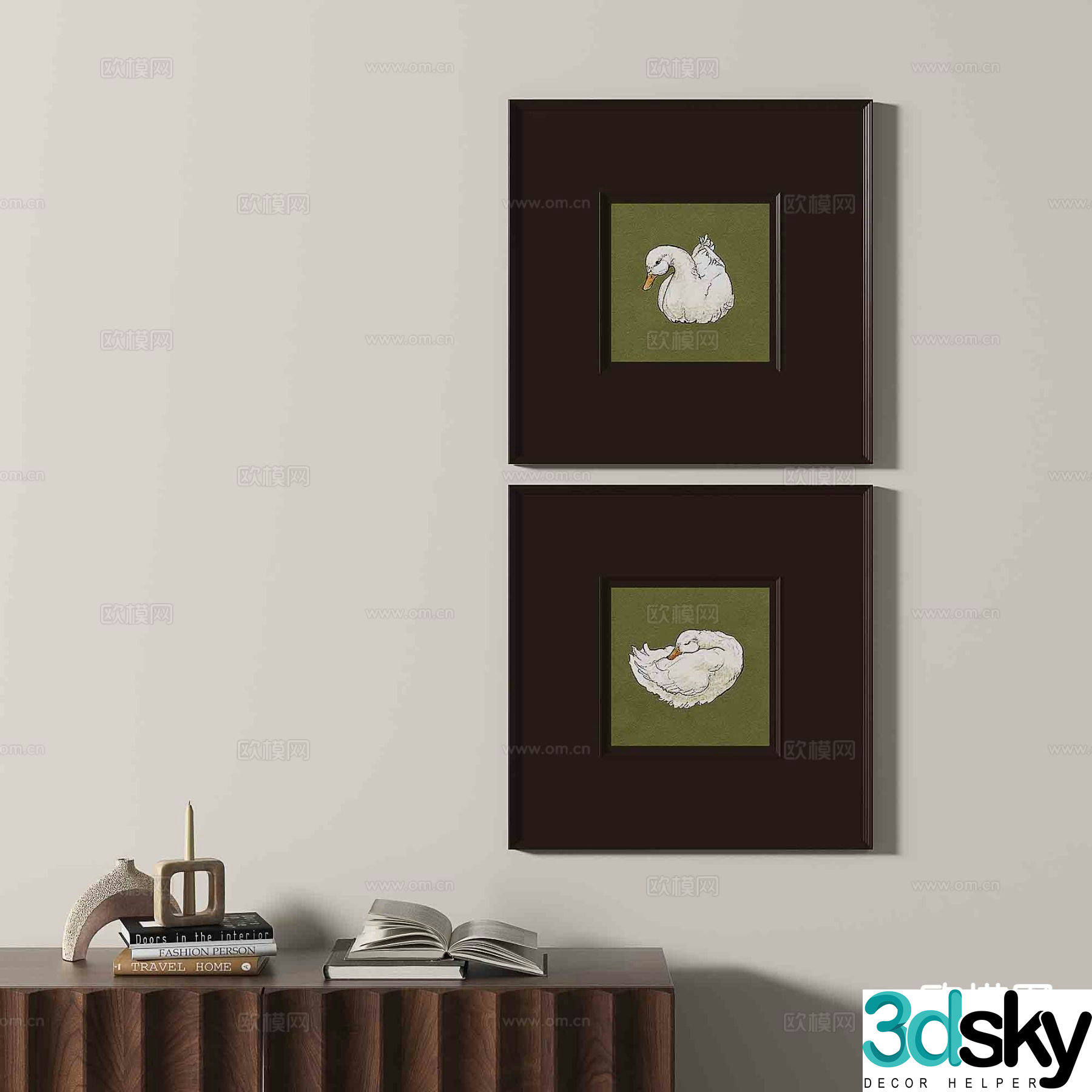 Wabi-sabi retro hanging painting art painting decorative painting 3D model