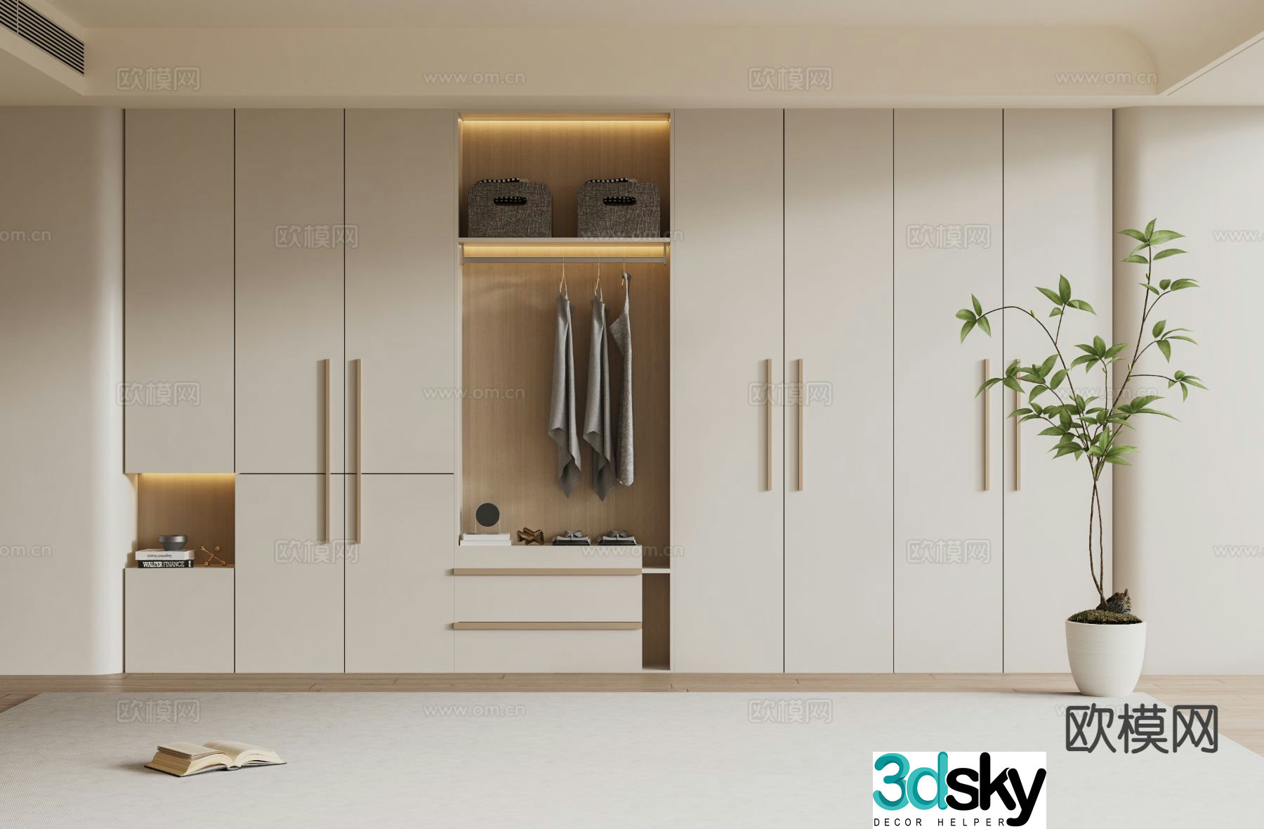 Cream style wardrobe 3d model