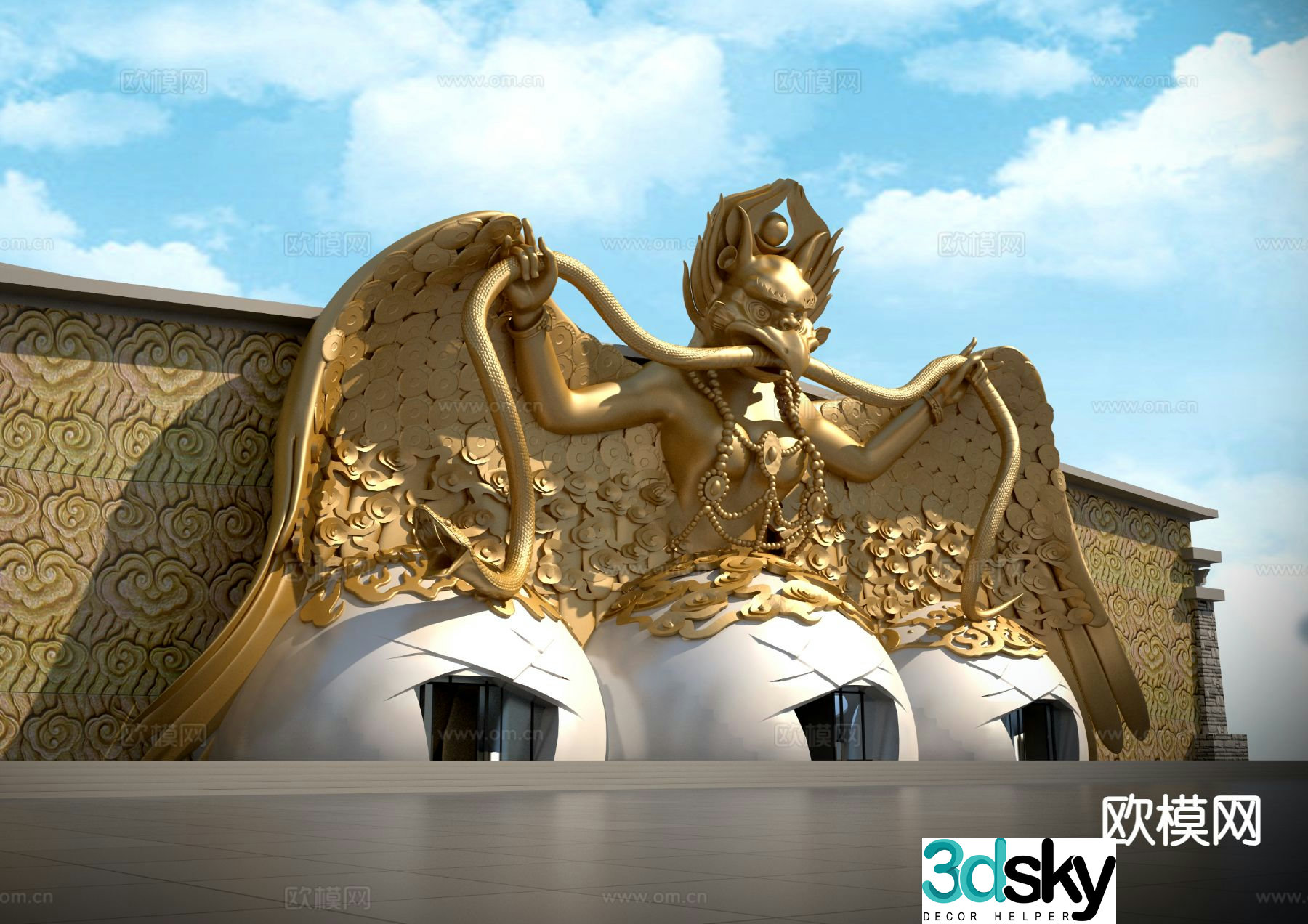 Tibetan sacred bird Dapeng Garuda sculpture 3D model