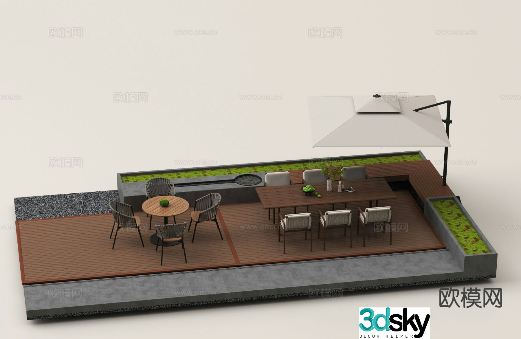 Chinese outdoor tables and chairs courtyard tables and chairs leisure tables and chairs awning 3D model