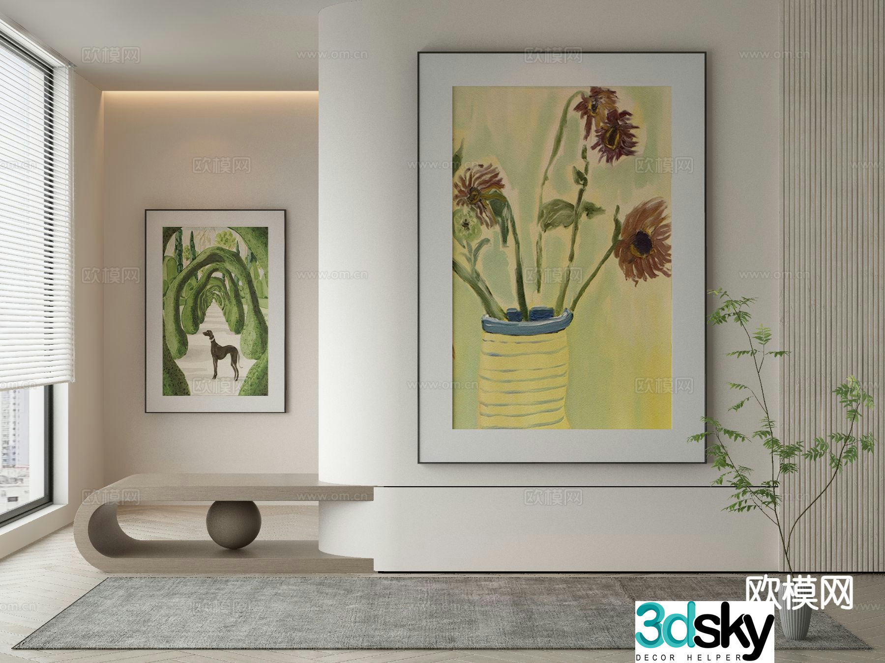 Modern oil painting decorative painting 3d model