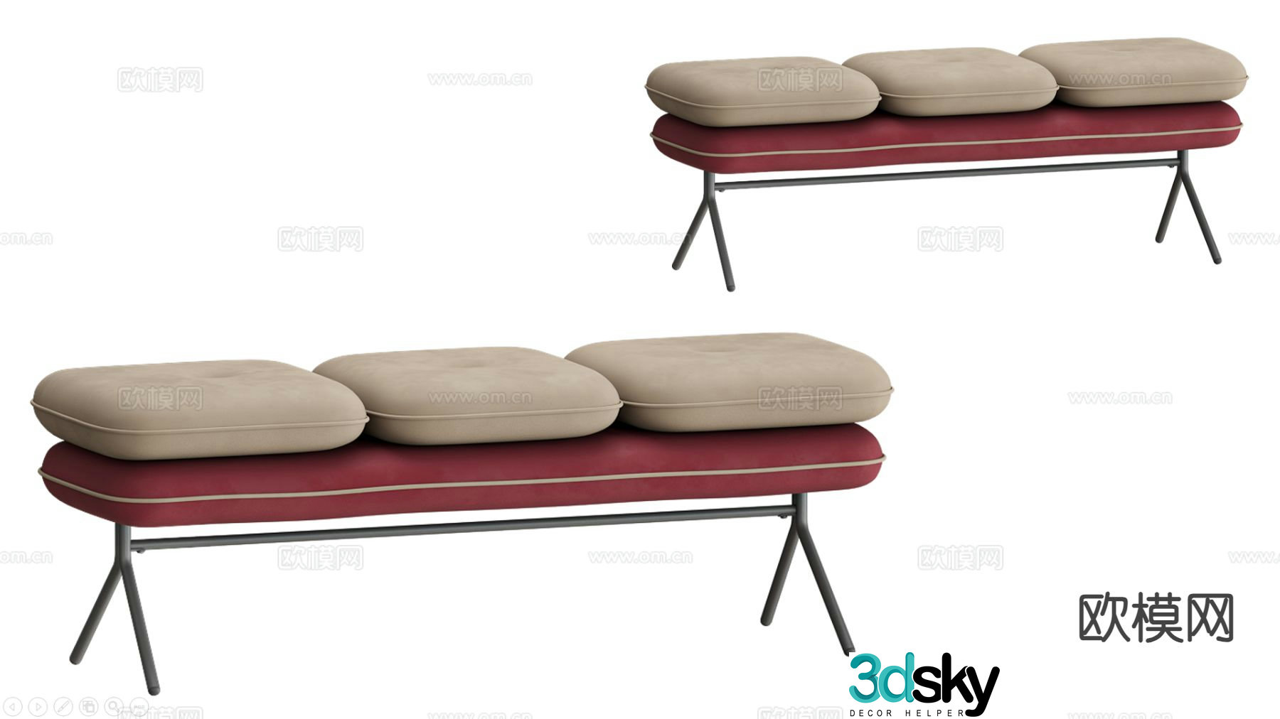 Bench sofa stool low stool bed end stool 3d model