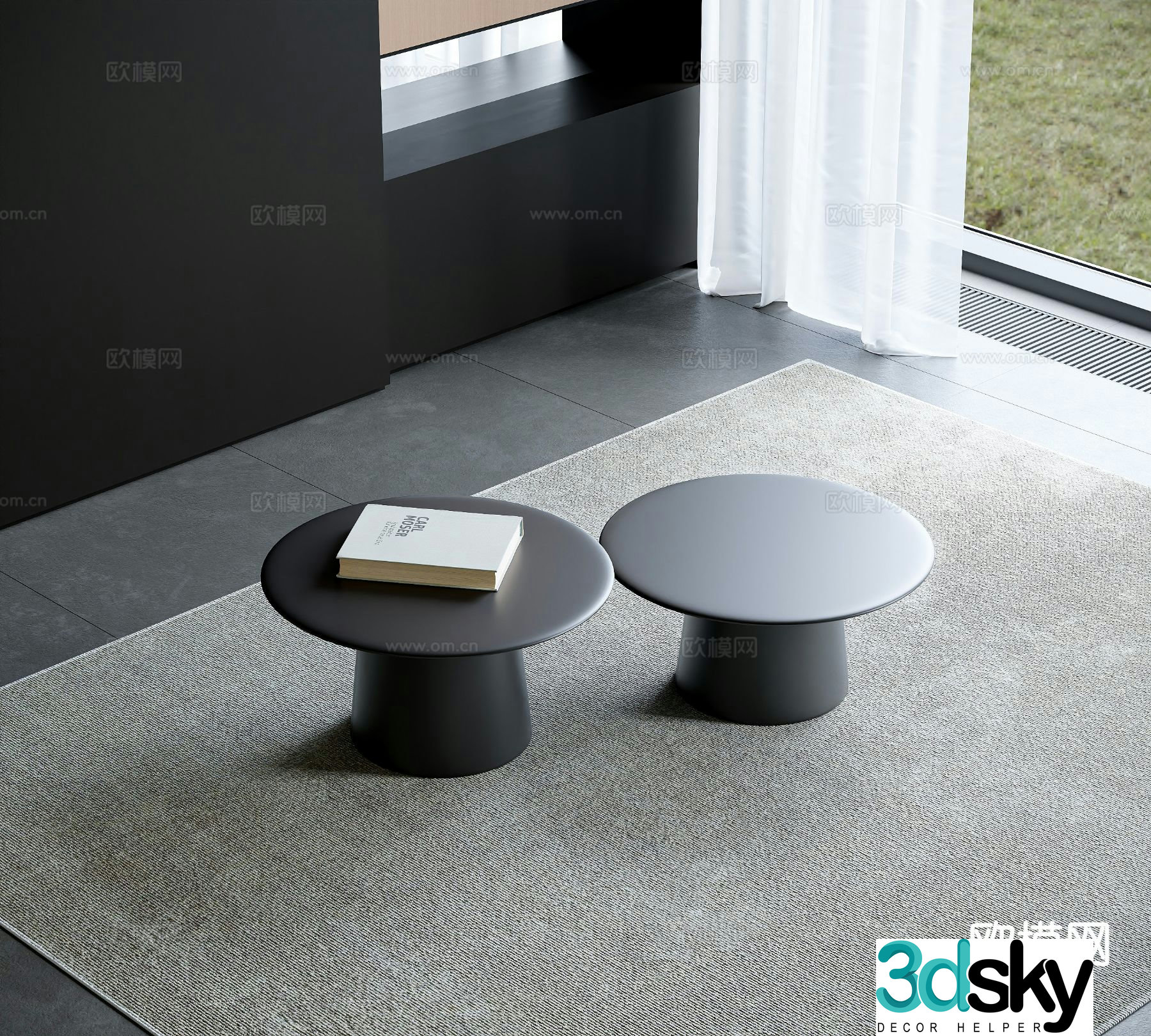 Modern double coffee table 3d model
