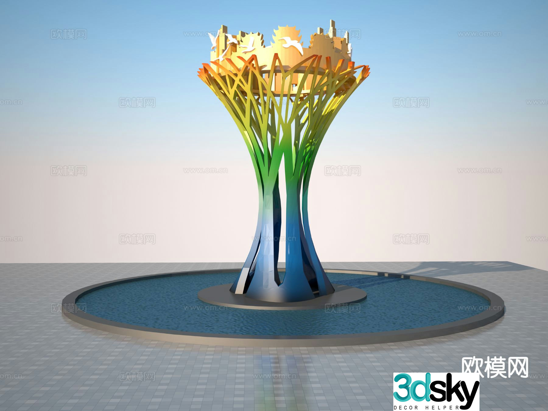 Forest Chongqing Sculpture Square Sculpture 3D Model