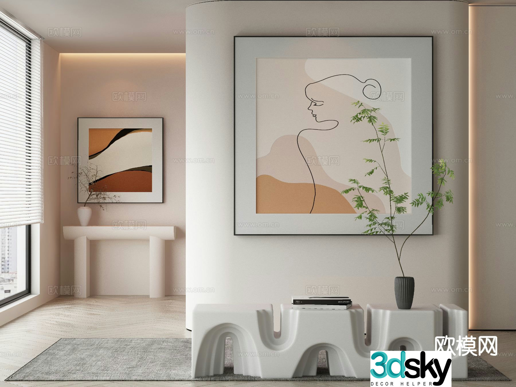 Modern decorative painting simple drawing figure painting 3D model
