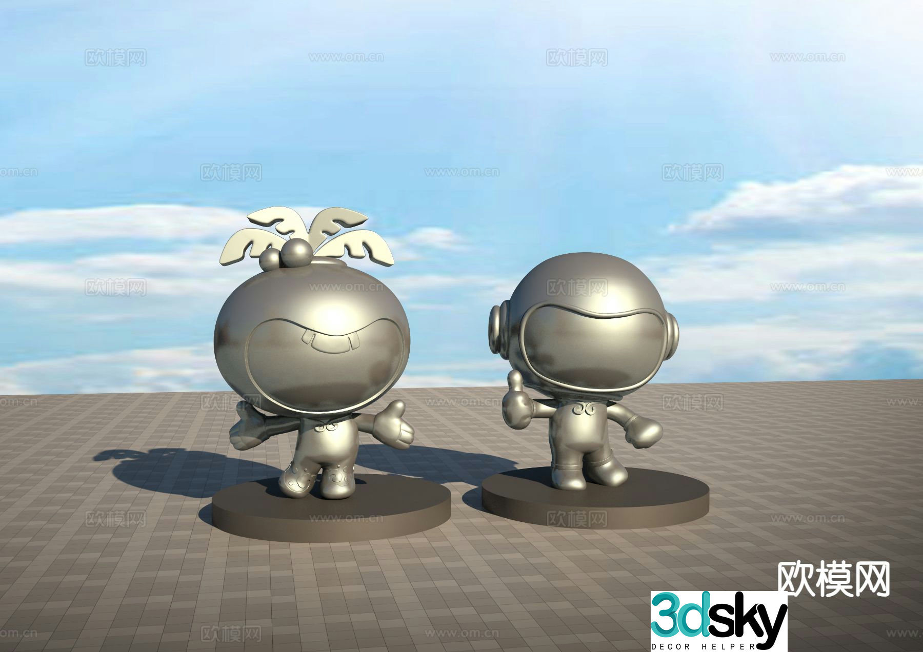 Cartoon coconut sculpture 3d model