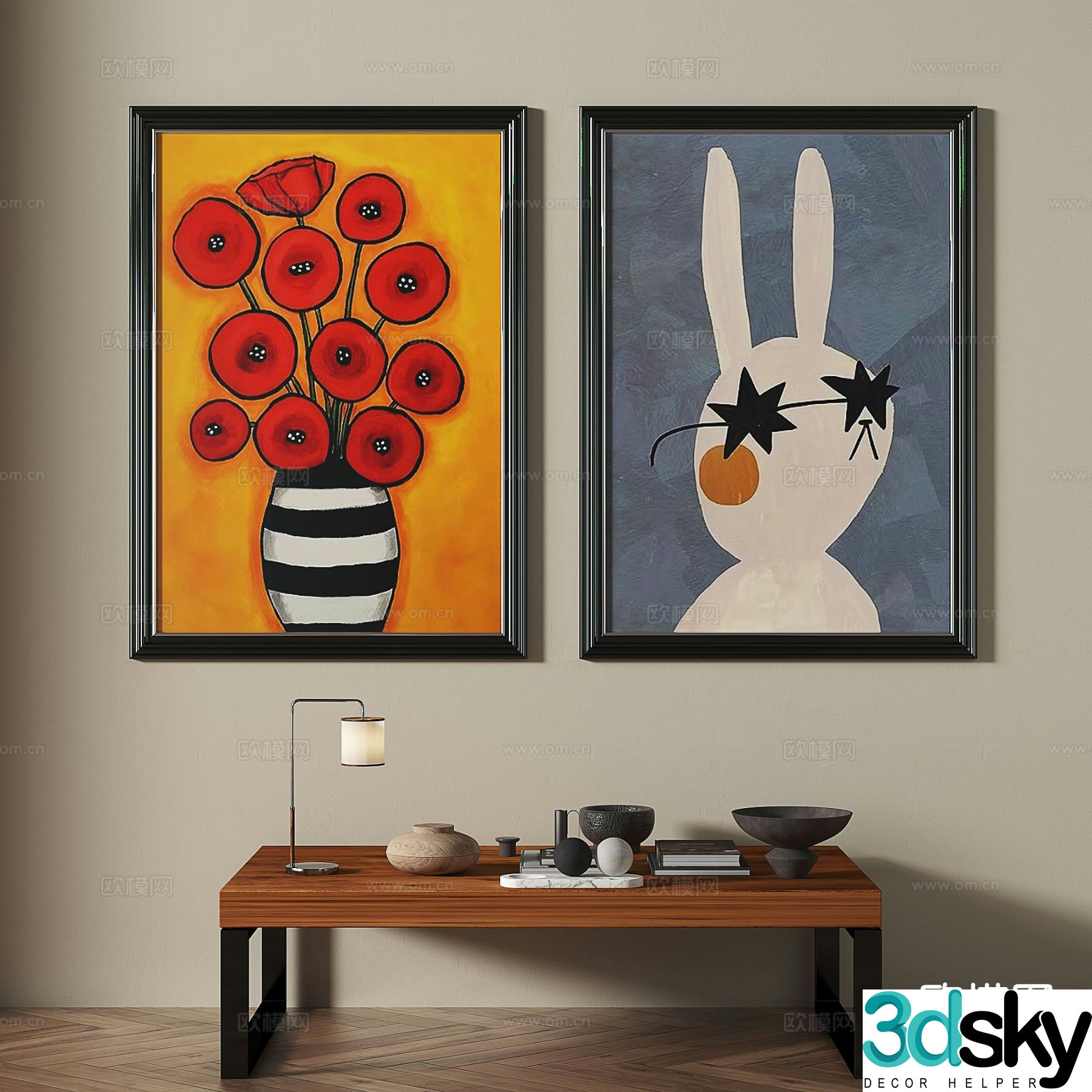Medieval style art painting flower painting decorative painting 3D model