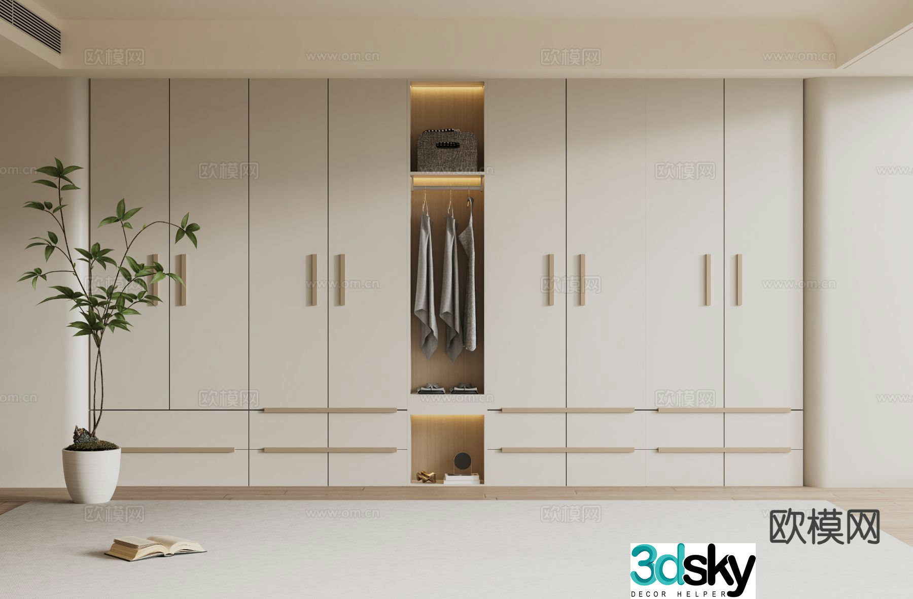Cream style wardrobe 3d model