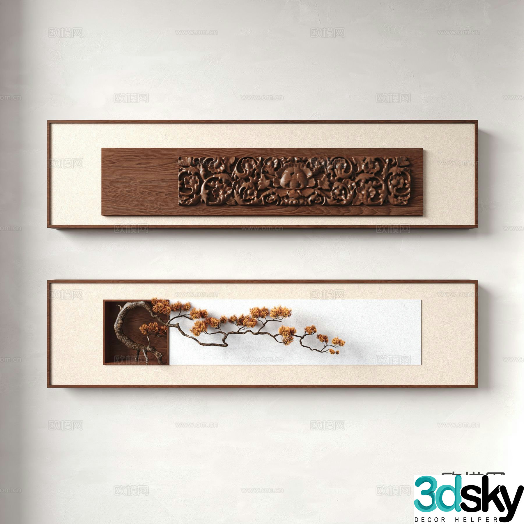 New Chinese style decorative painting hanging 3D model