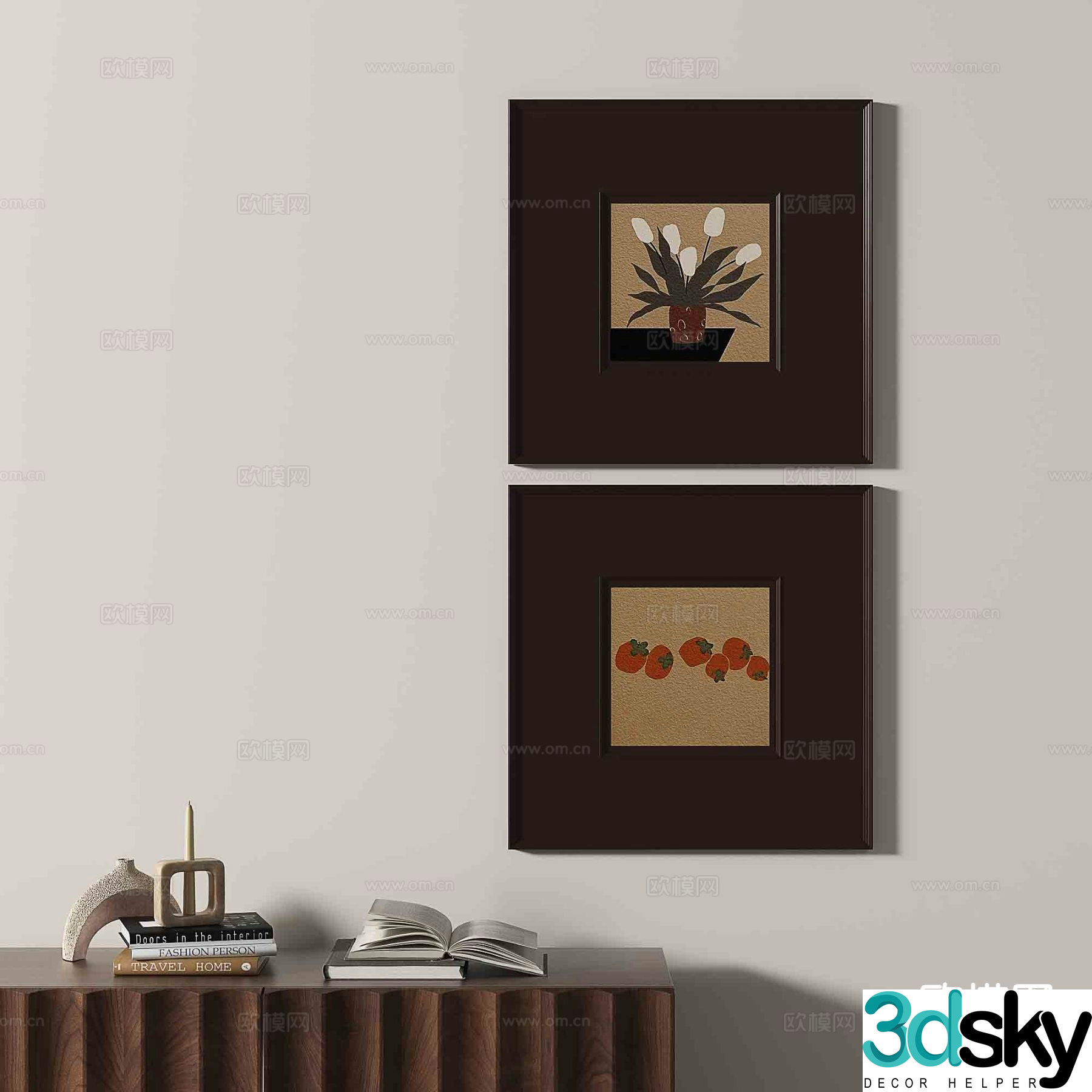 Wabi-sabi retro hanging painting art painting decorative painting 3D model