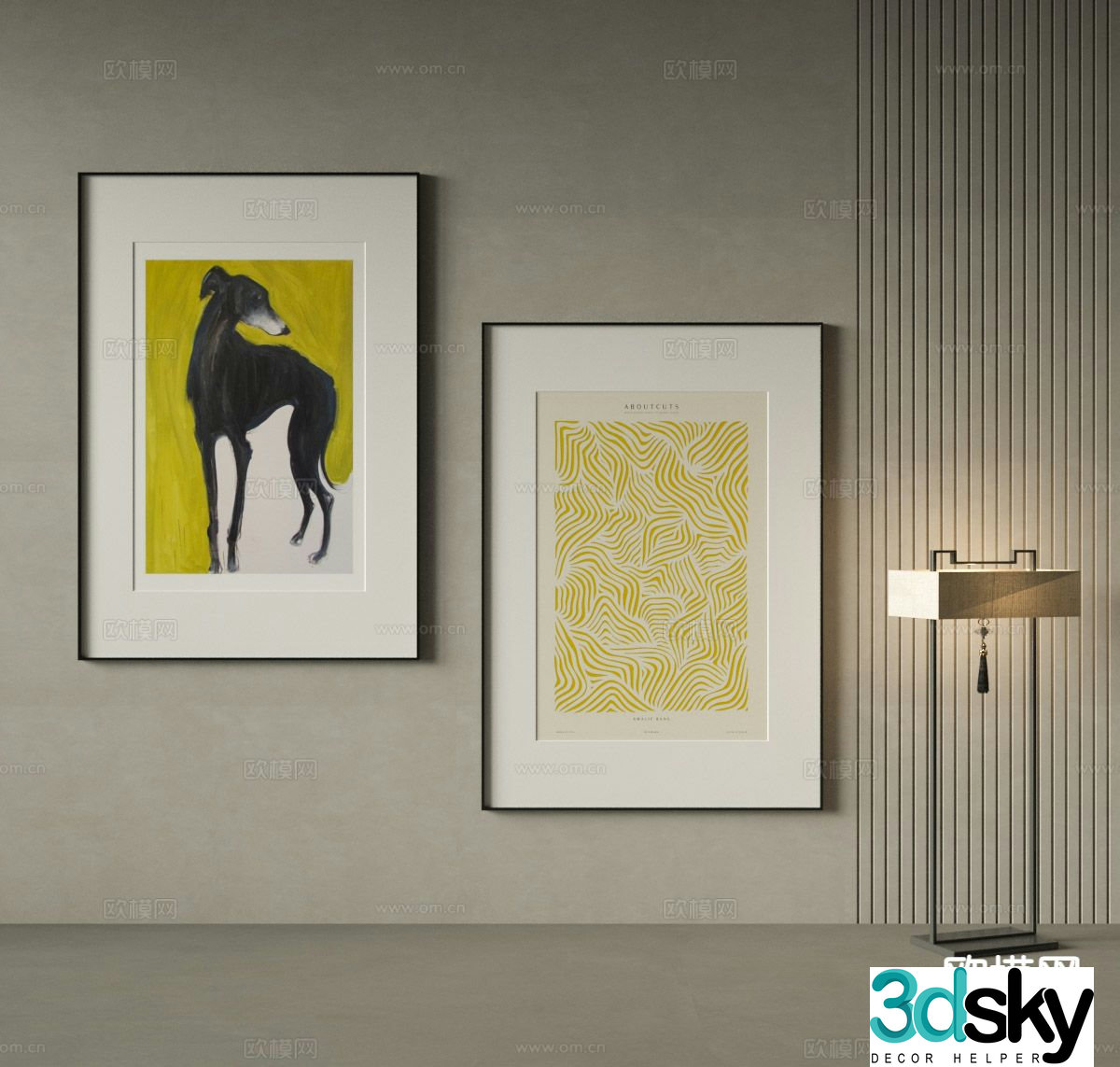 Modern art painting texture painting decorative painting 3d model