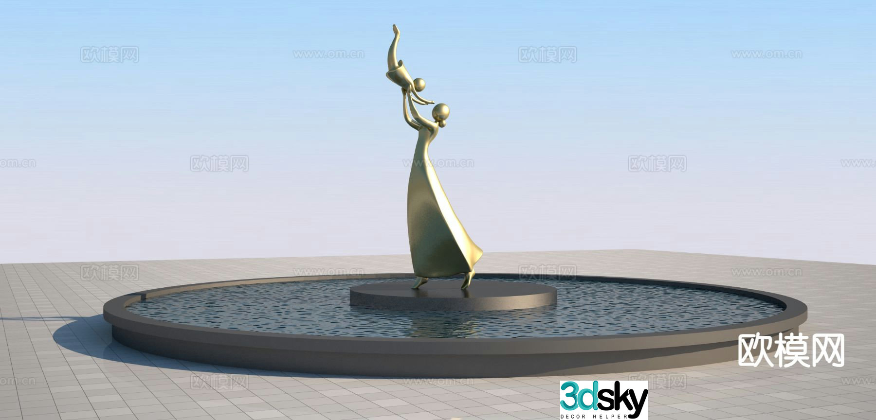 Mother and daughter sculpture urban sculpture 3d model