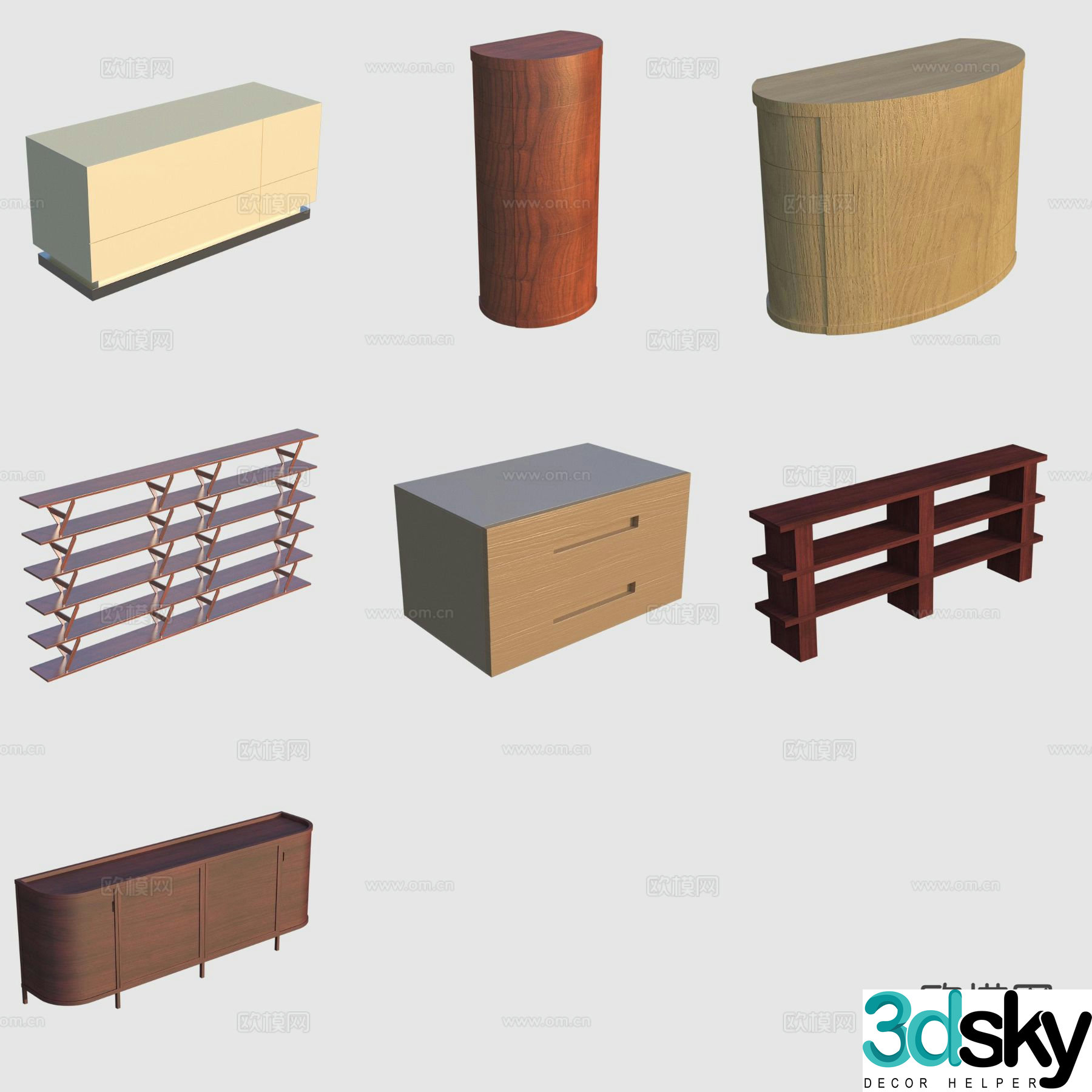 Medieval style storage rack side cabinet 3D model