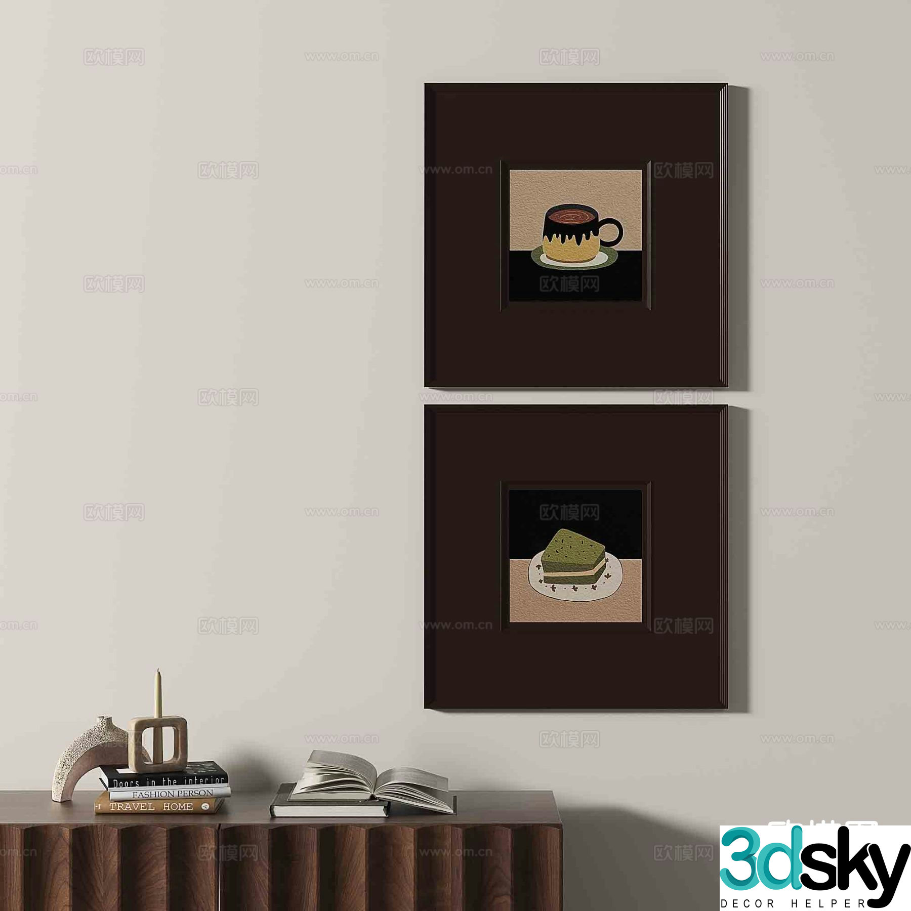 Wabi-sabi retro hanging painting art painting decorative painting 3D model