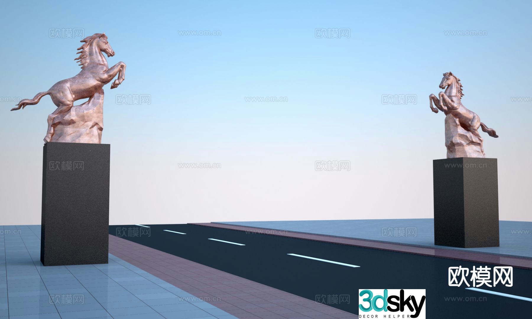 Galloping horse sculpture 3d model