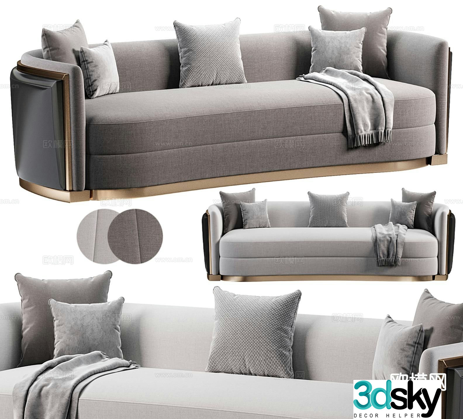 Modern multi-seater sofa 3d model
