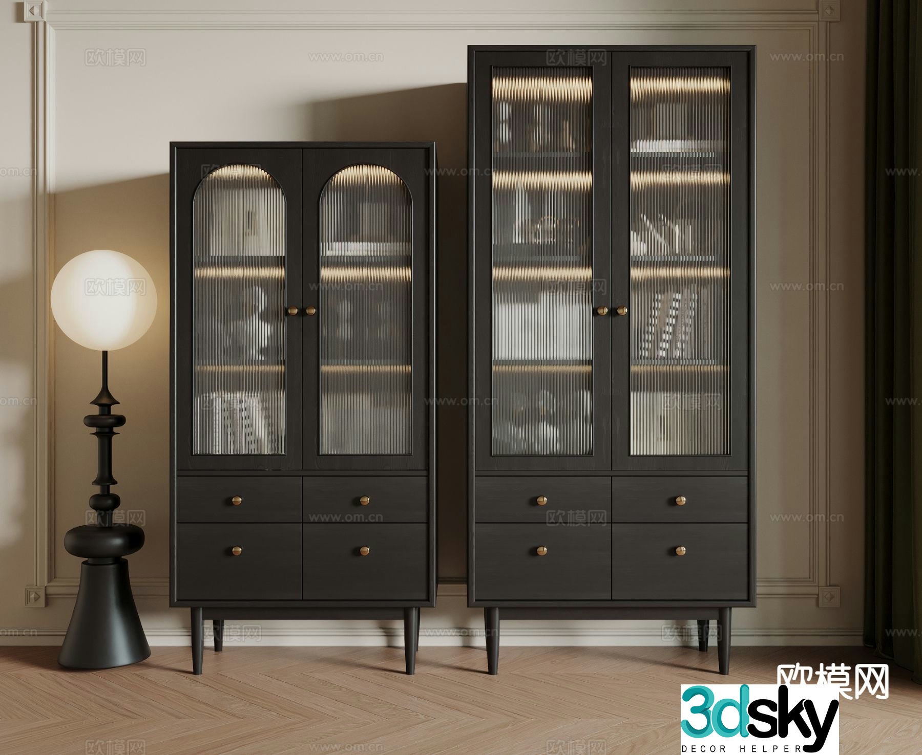 Medieval style bookcase display cabinet 3d model