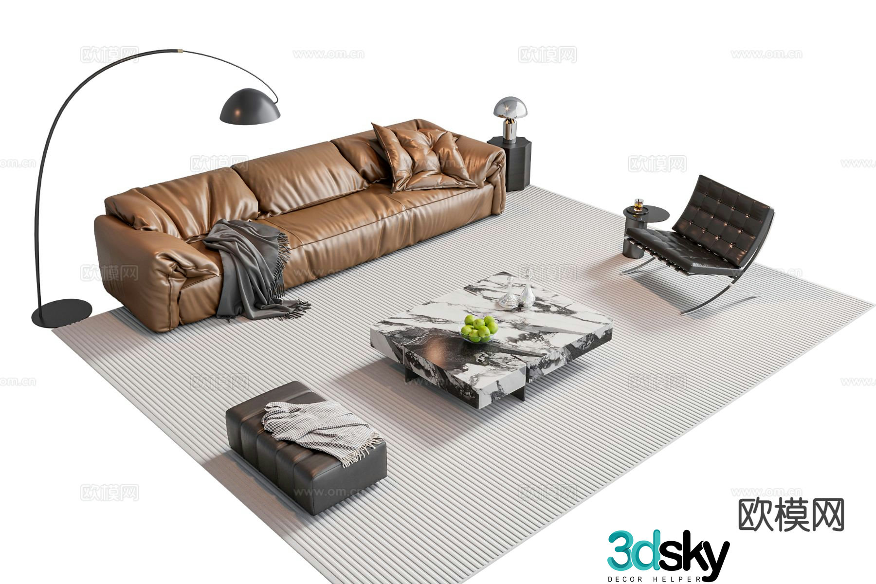 Italian sofa modular sofa 3d model