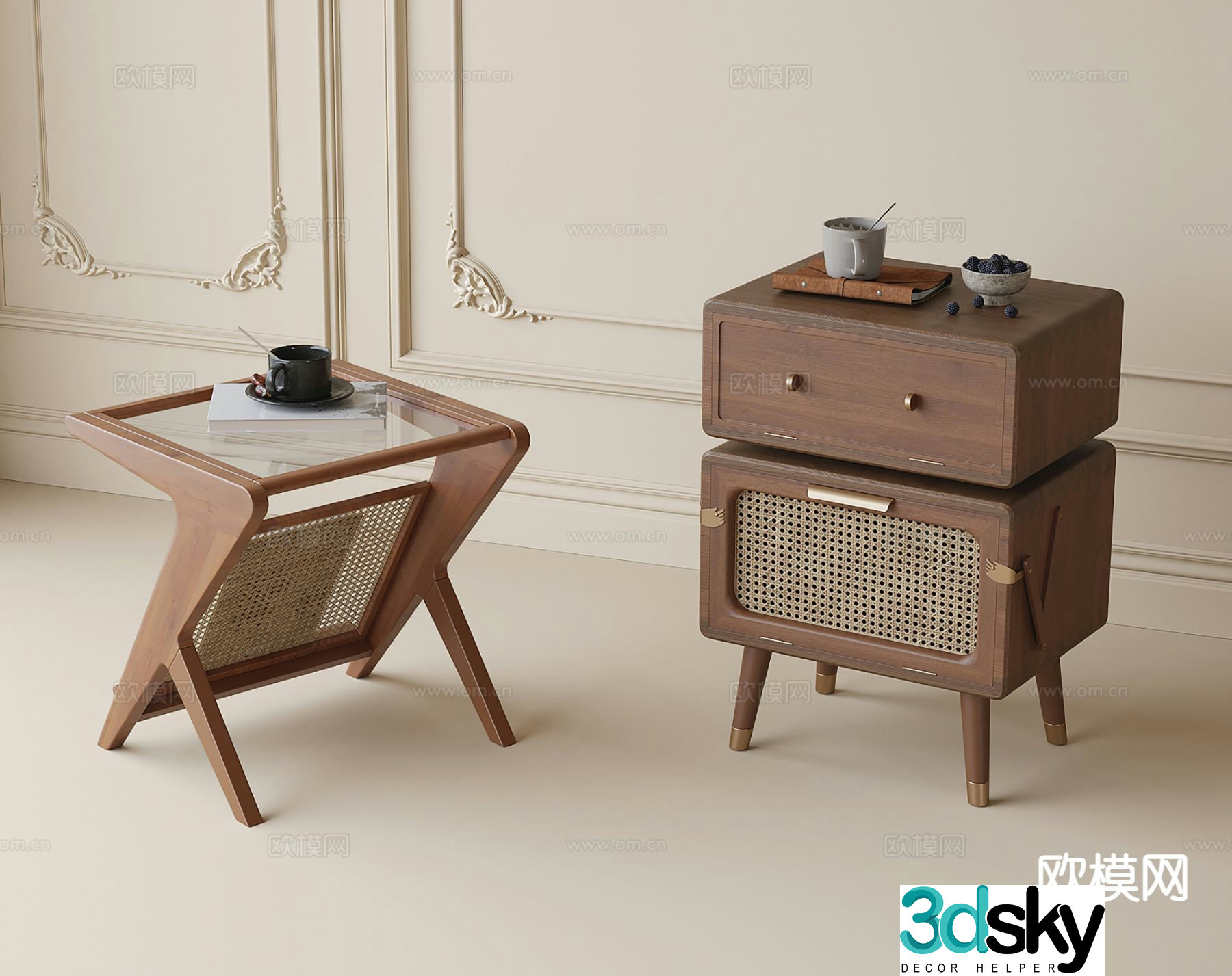 wabi-sabi bedside table 3d model