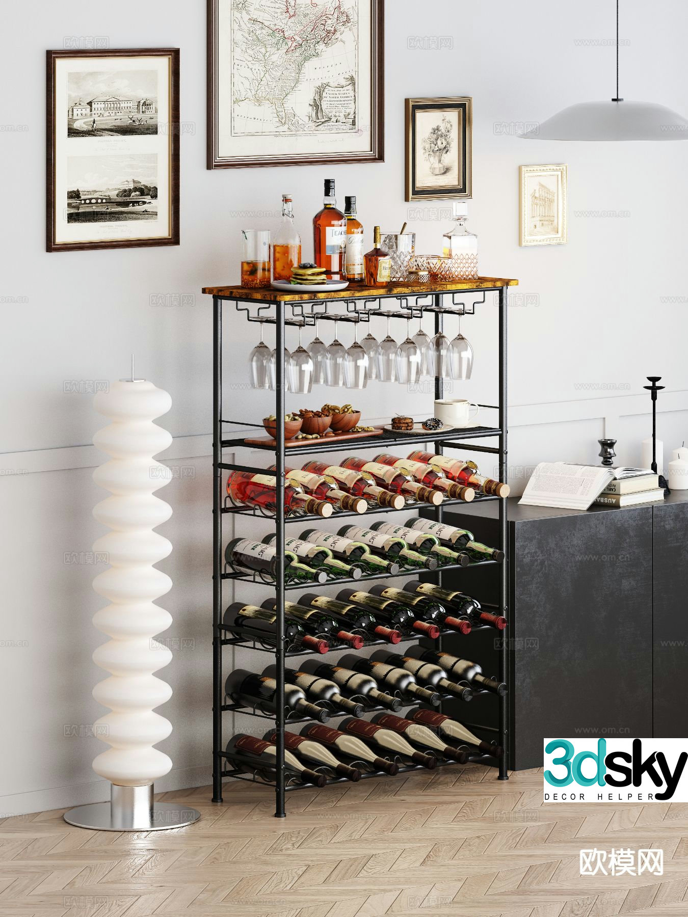 French wine bottle rack wine rack 3d model
