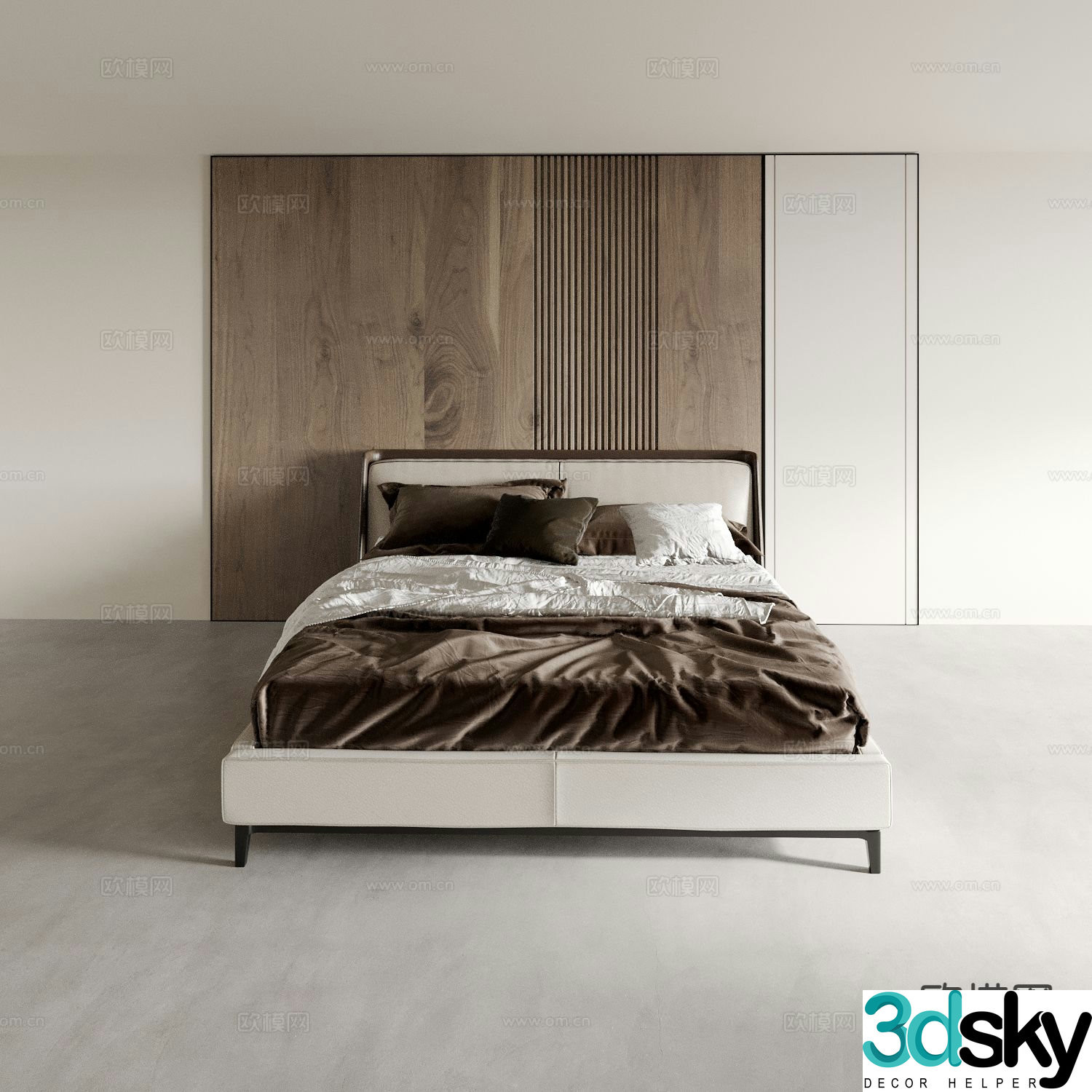 Italian bed double bed hotel bed 3d model