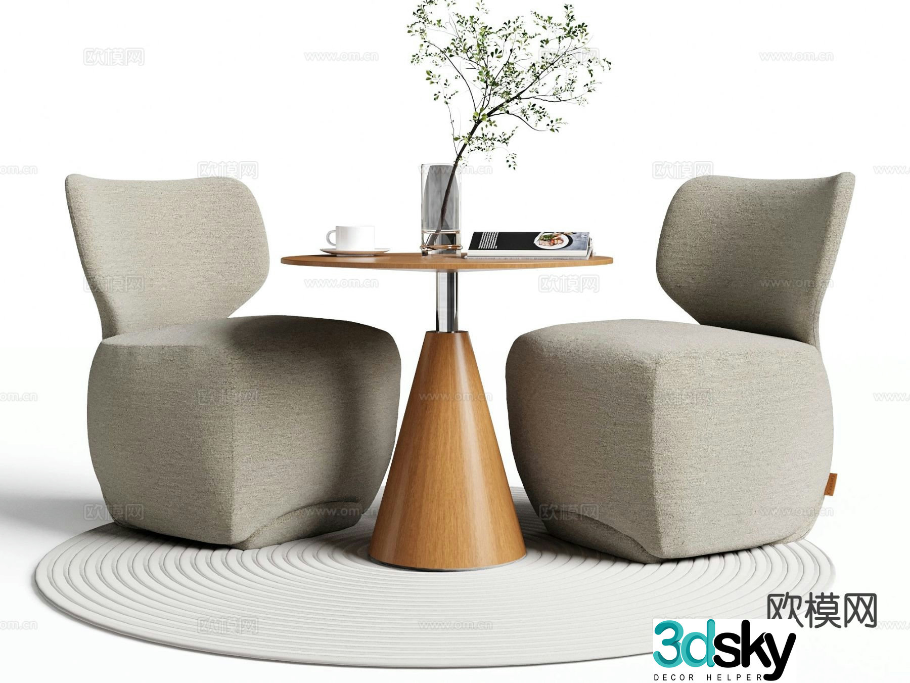 Italian negotiation tables and chairs leisure tables and chairs 3D model