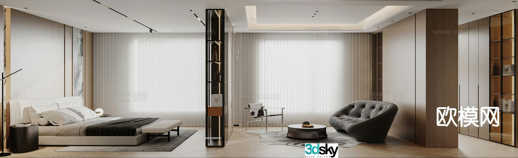 Modern bedroom master bedroom dressing room 3d model