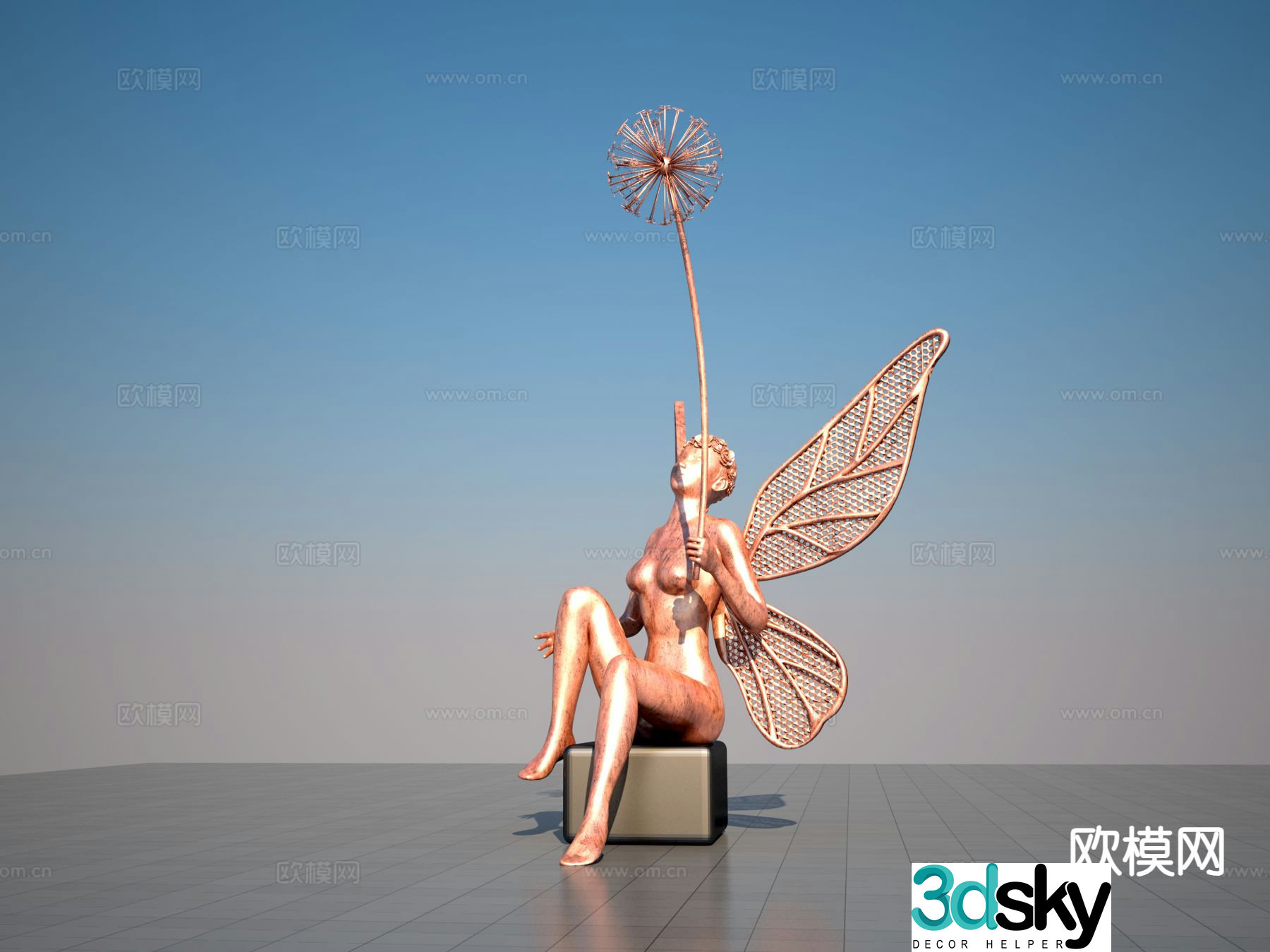 Butterfly Dandelion Angel Sculpture 3d model