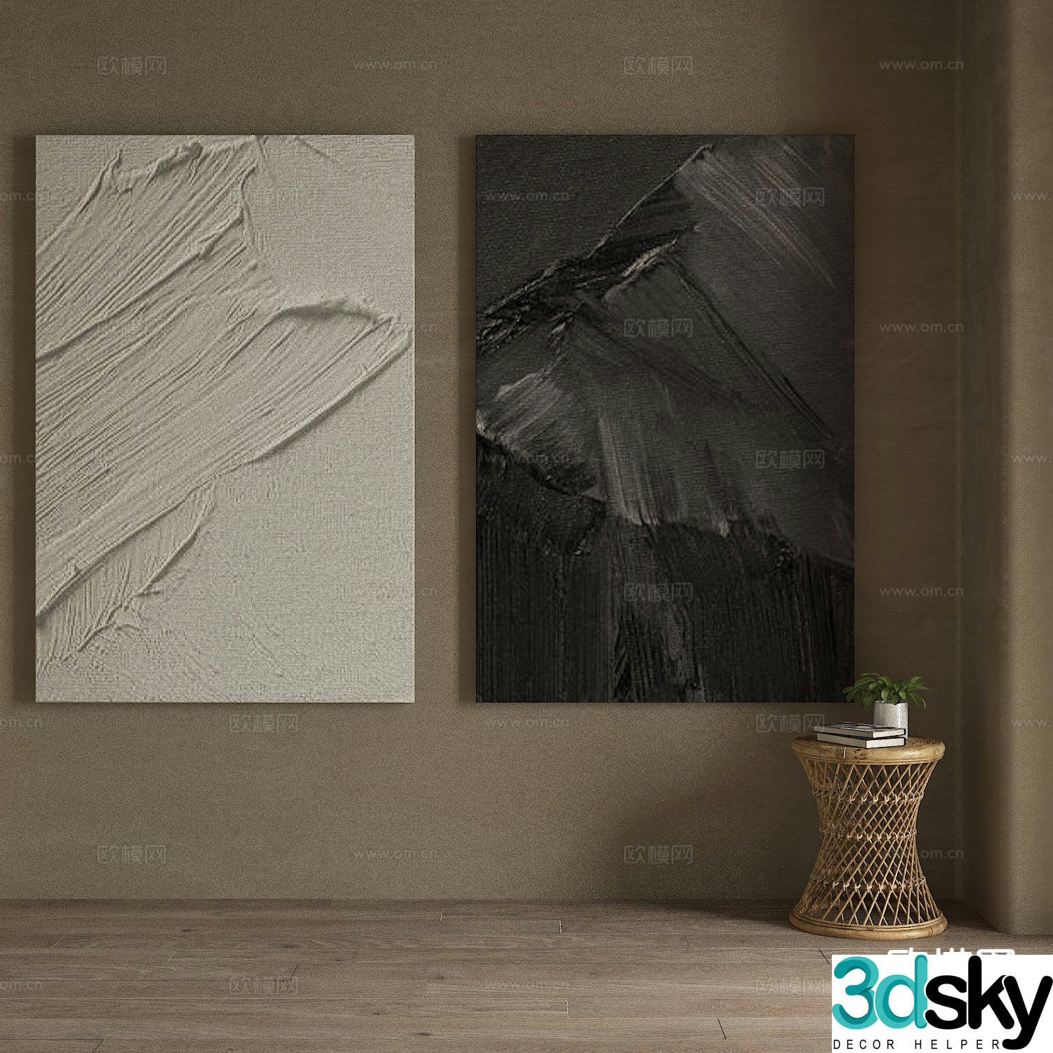 Wabi-sabi decorative painting texture painting 3d model