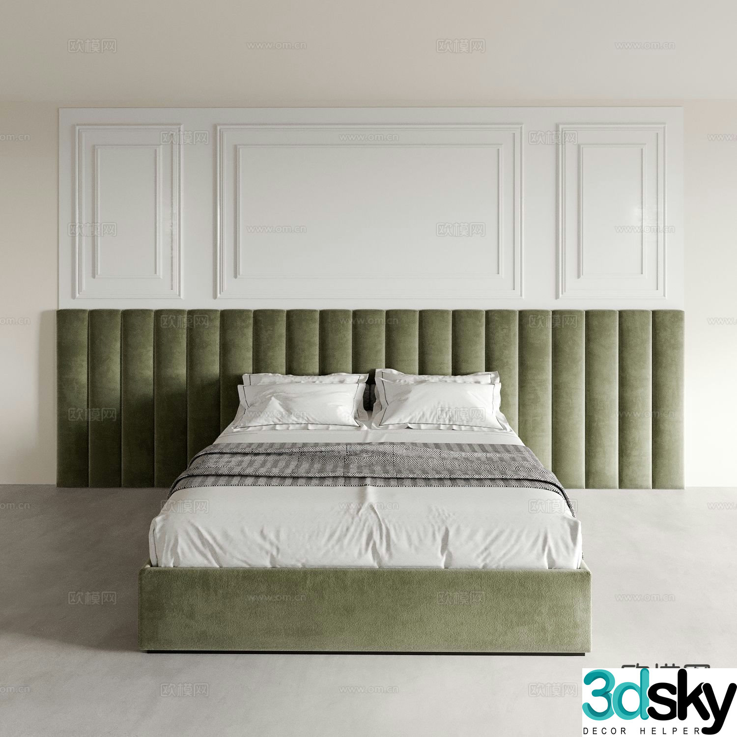 French bed double bed hotel bed 3d model