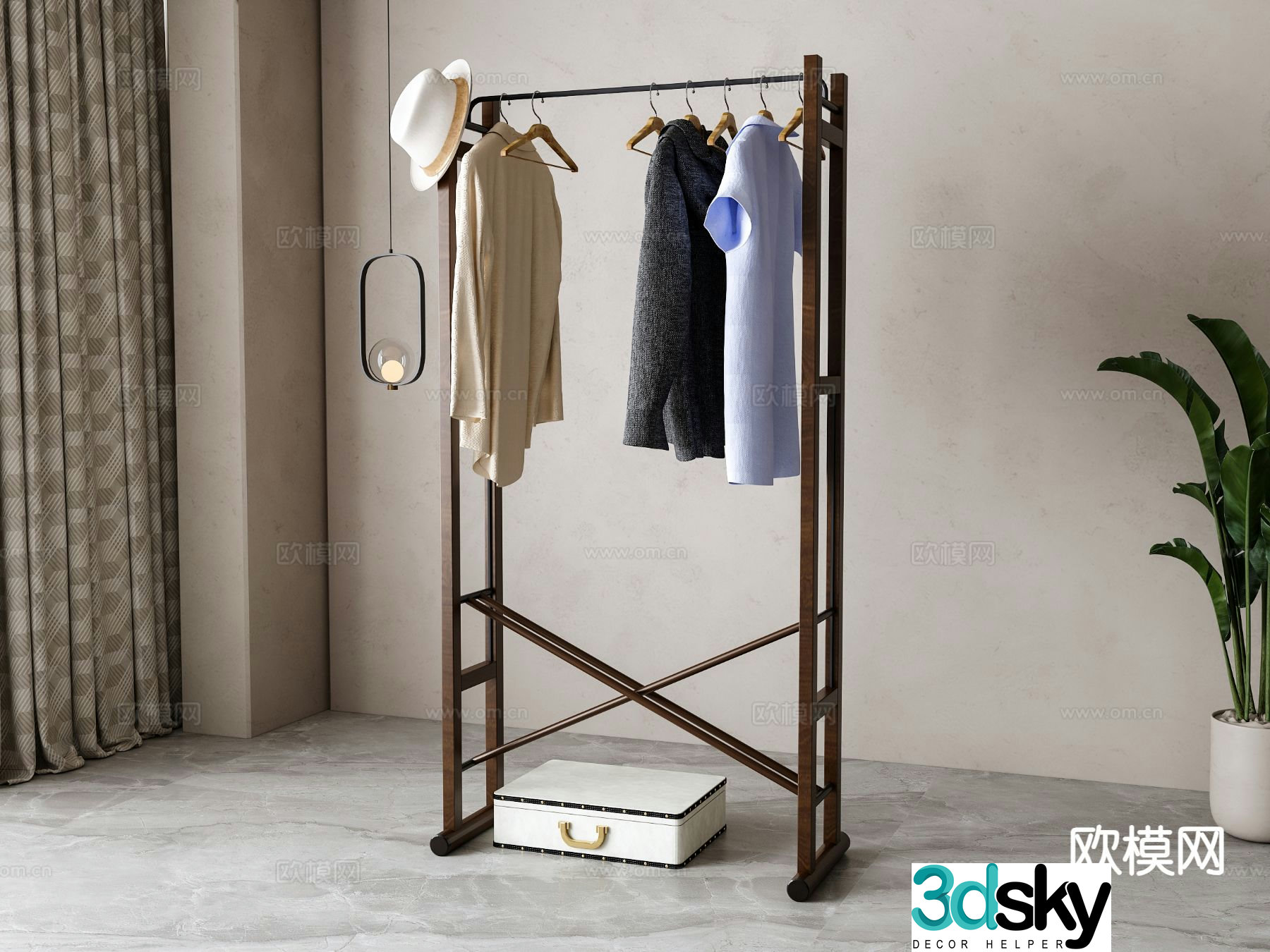 American style clothes hanger 3d model