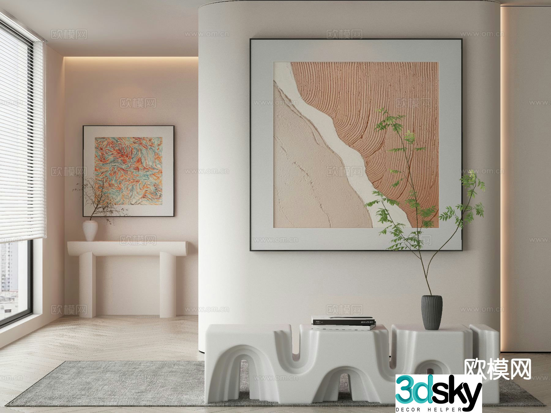 Modern decorative painting texture painting 3d model