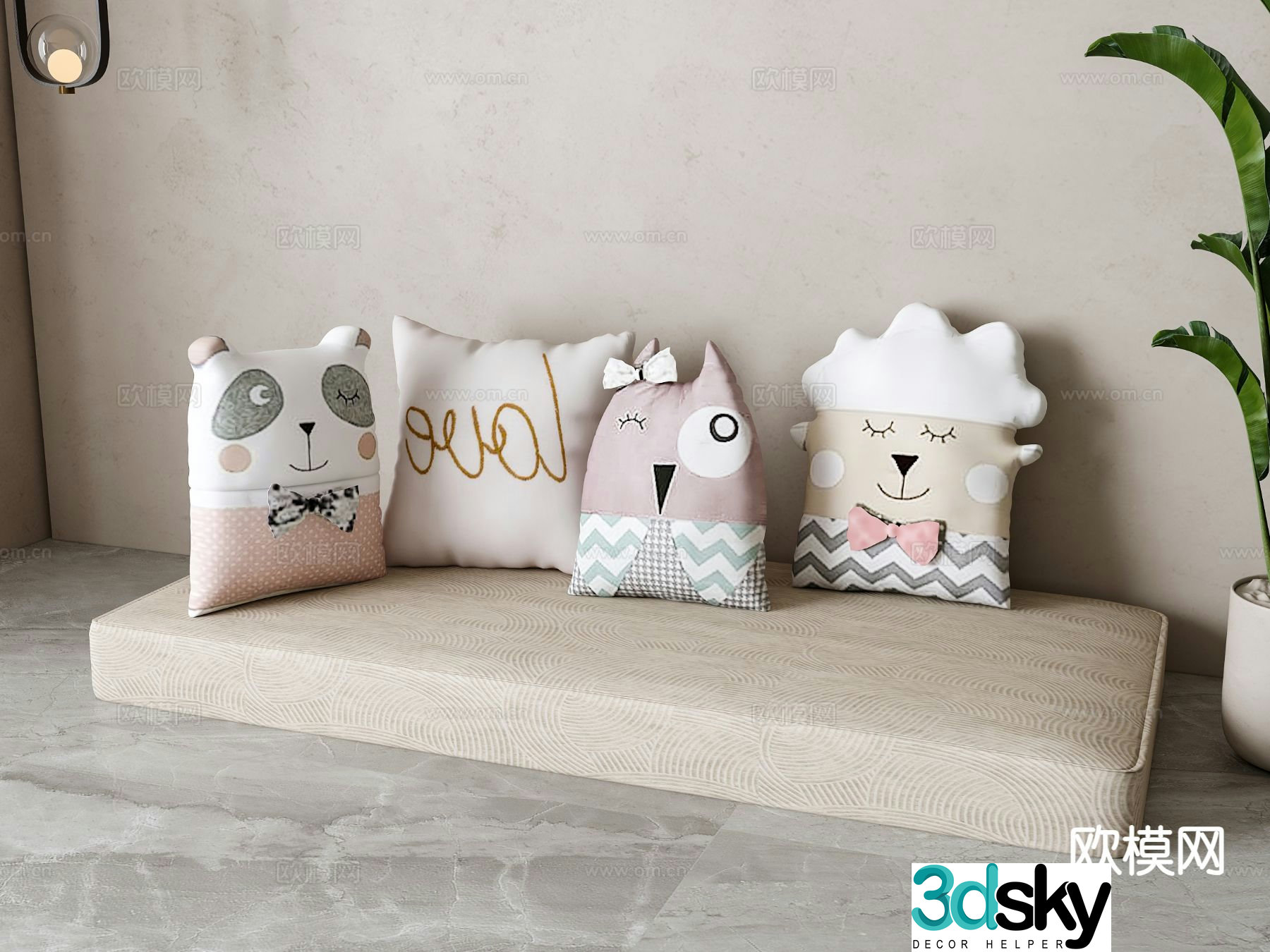 Simple European children’s pillow cartoon pillow cute pillow 3D model