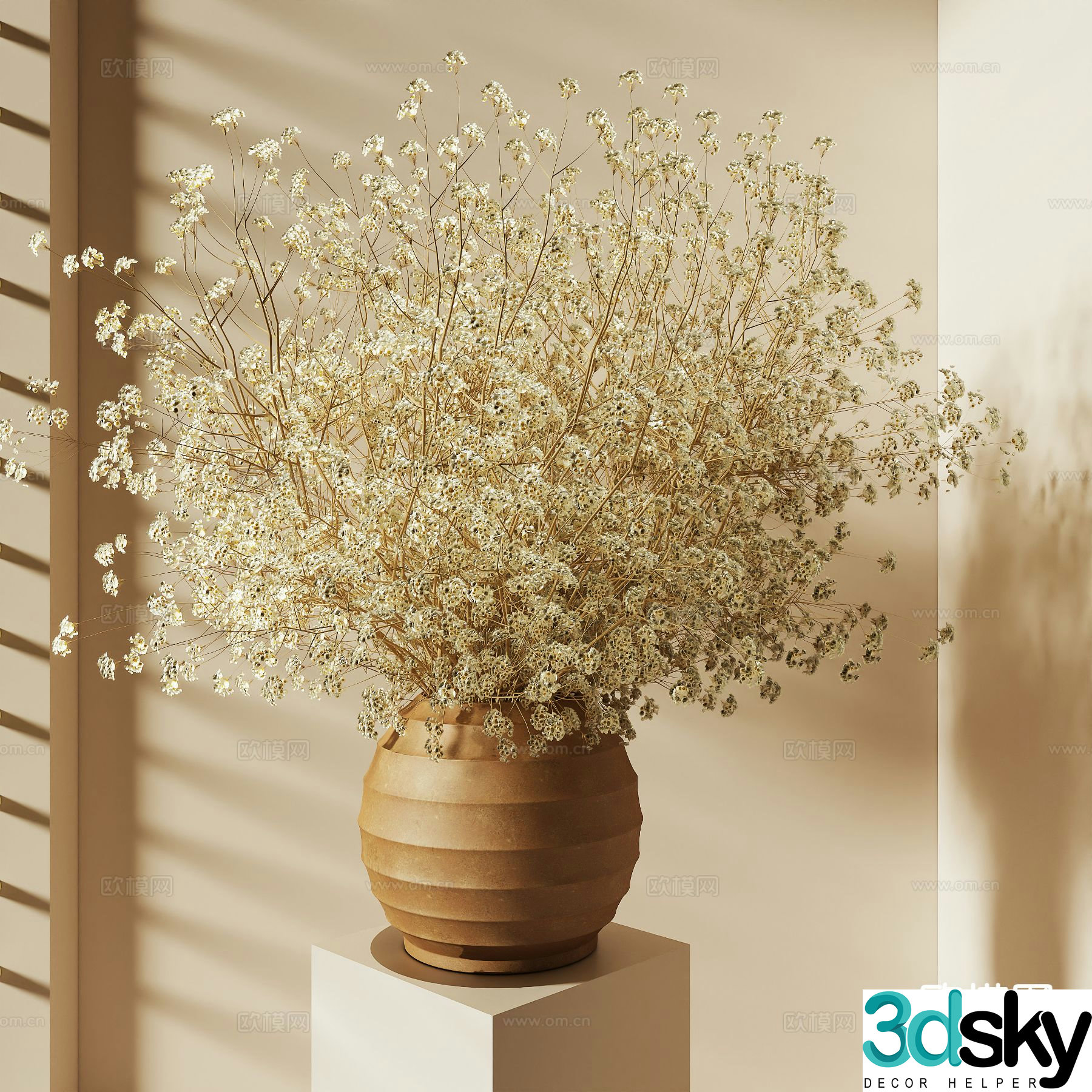 wabi-sabi starry vase flower arrangement 3d model