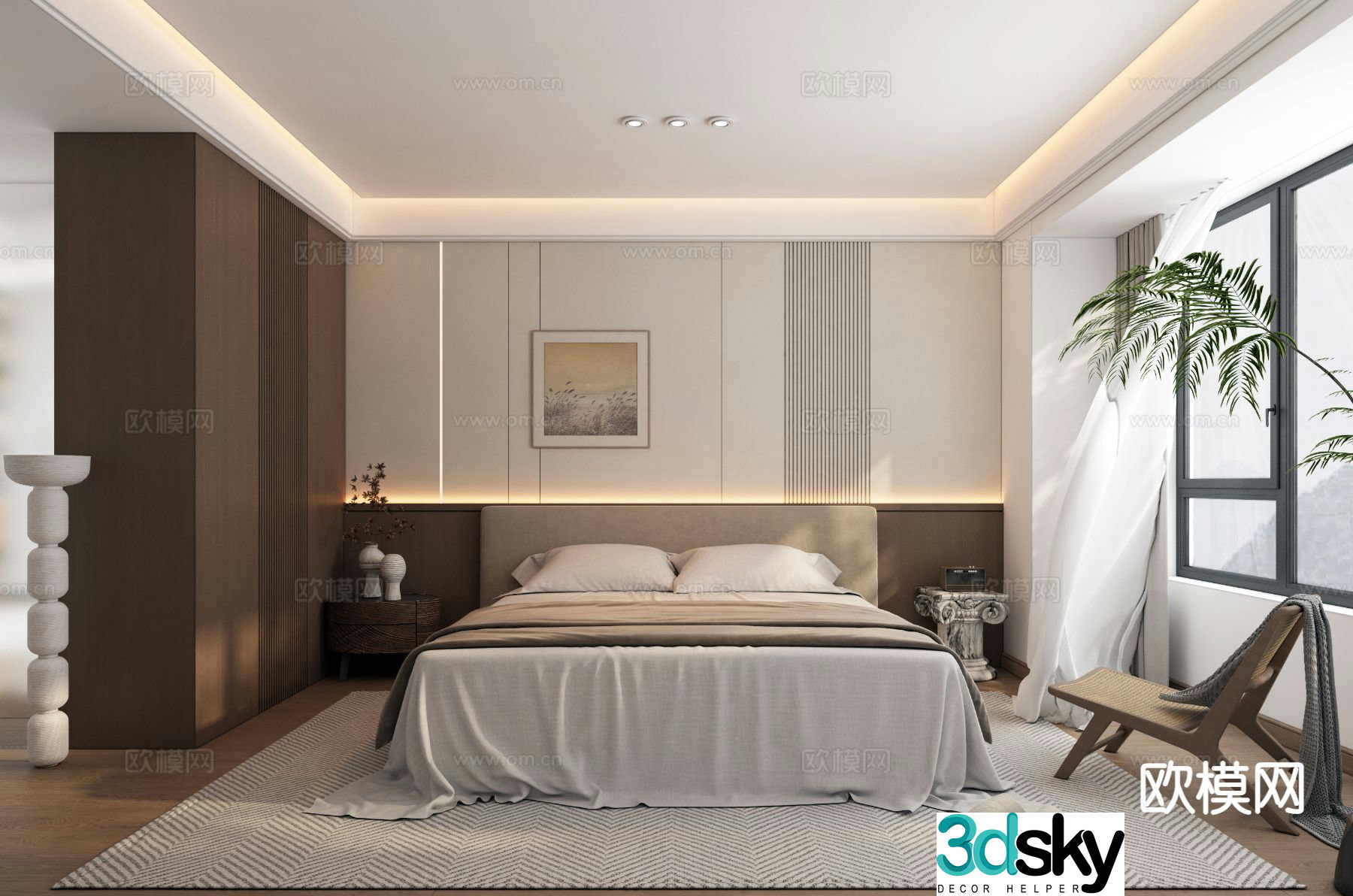 Wabi-sabi style bedroom master bedroom 3d model