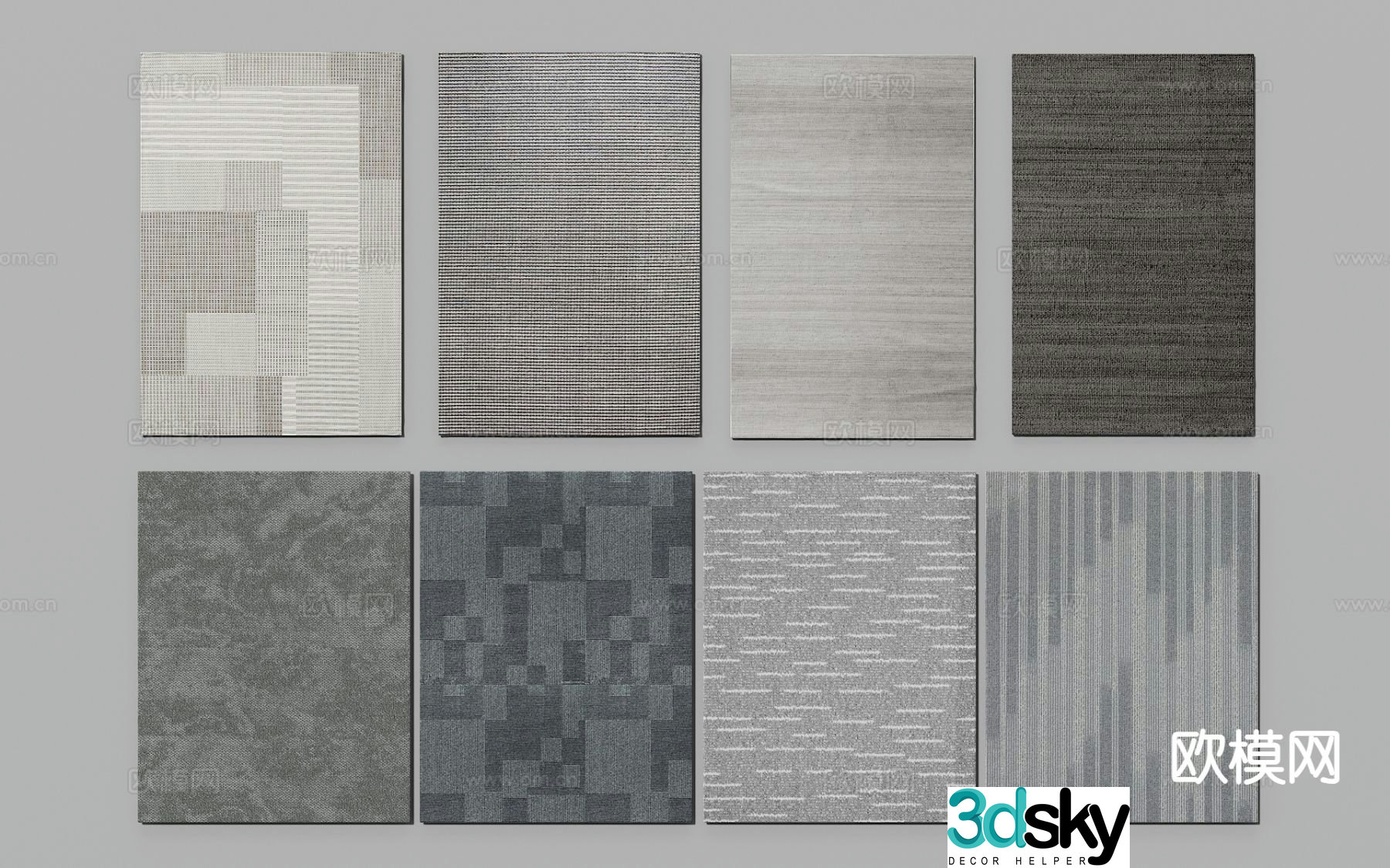 Modern carpet square rug 3d model