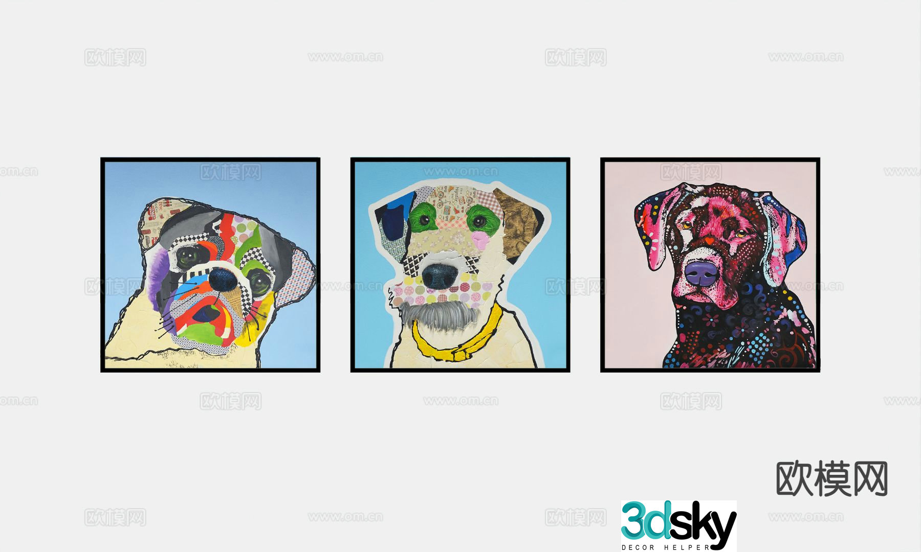 Modern decorative painting hanging painting 3d model