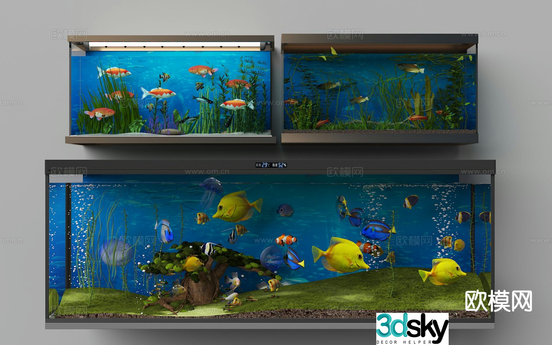 Modern fish tank aquarium 3d model