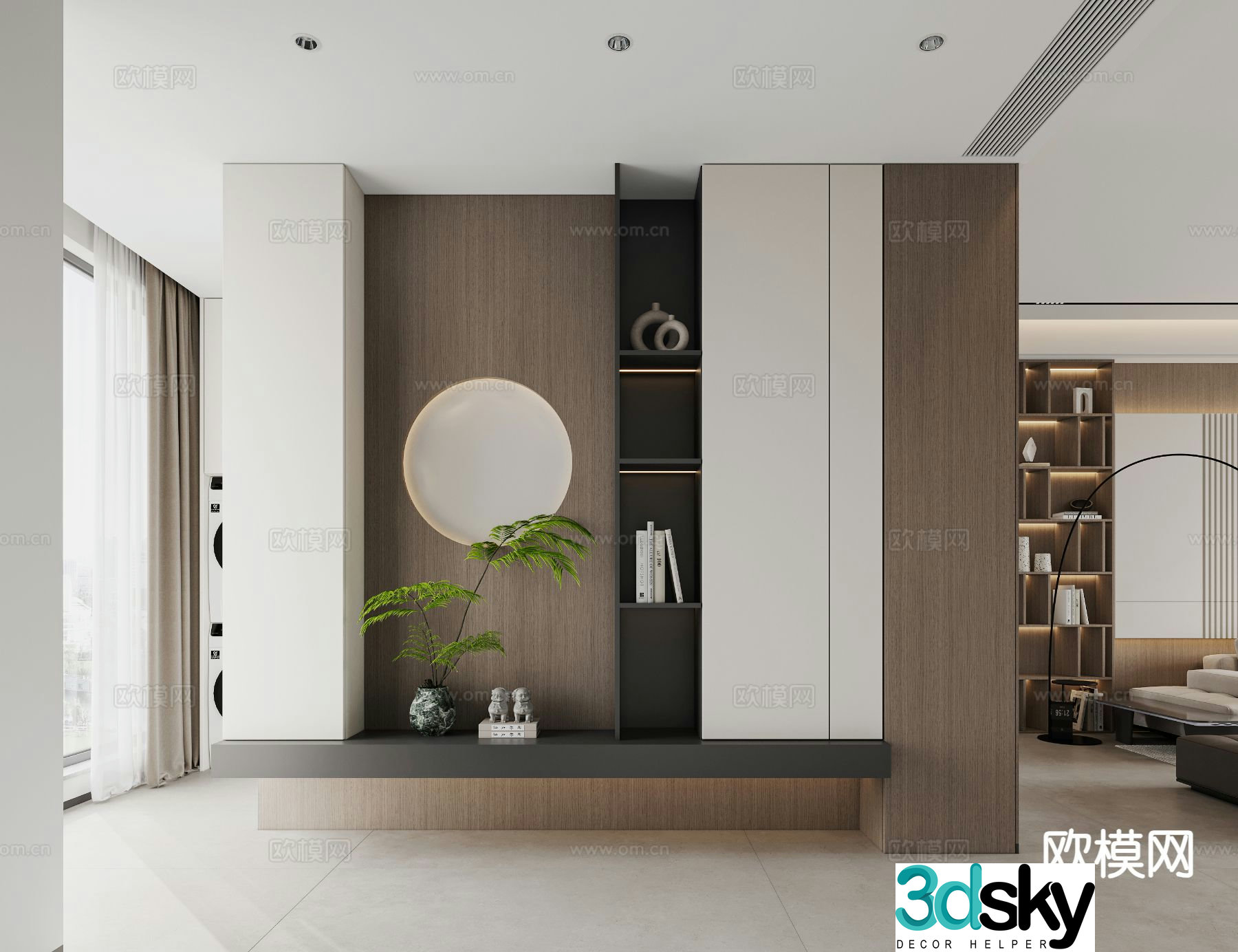 New Chinese style entrance aisle 3D model