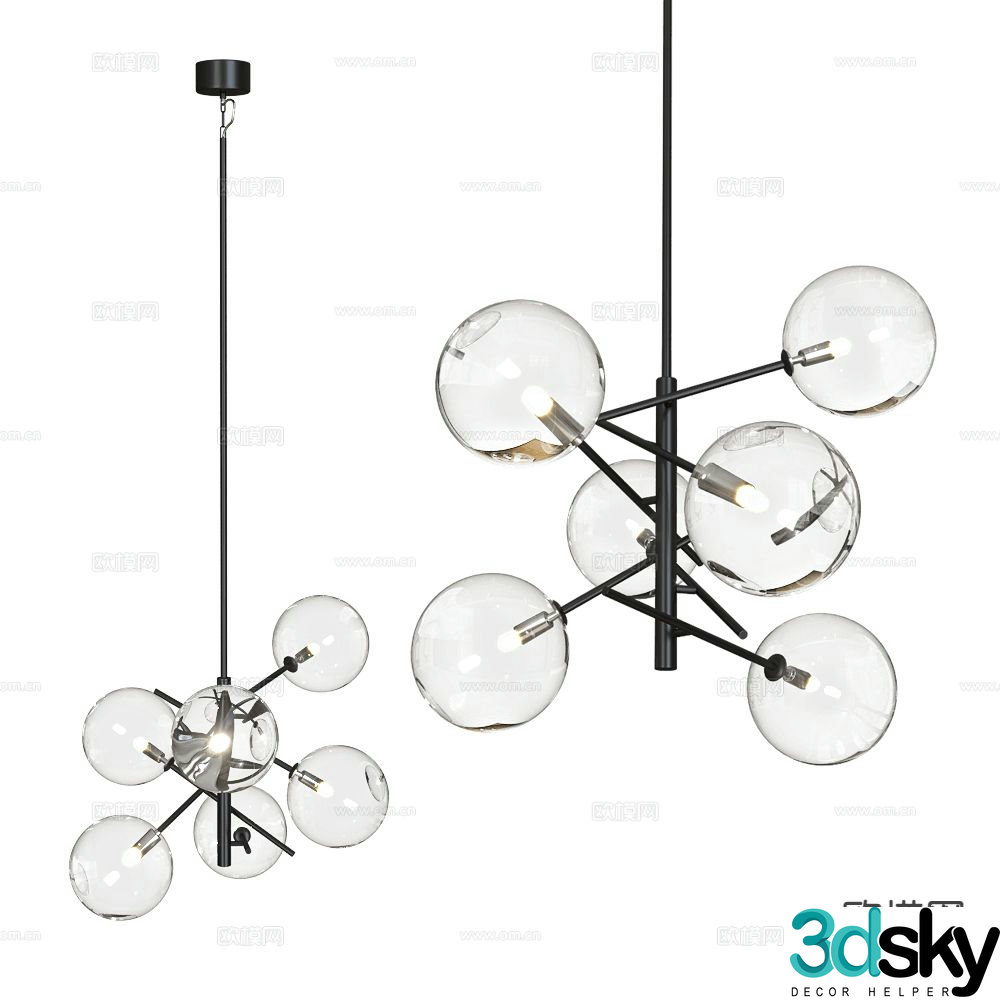Markslojd modern glass chandelier 3d model