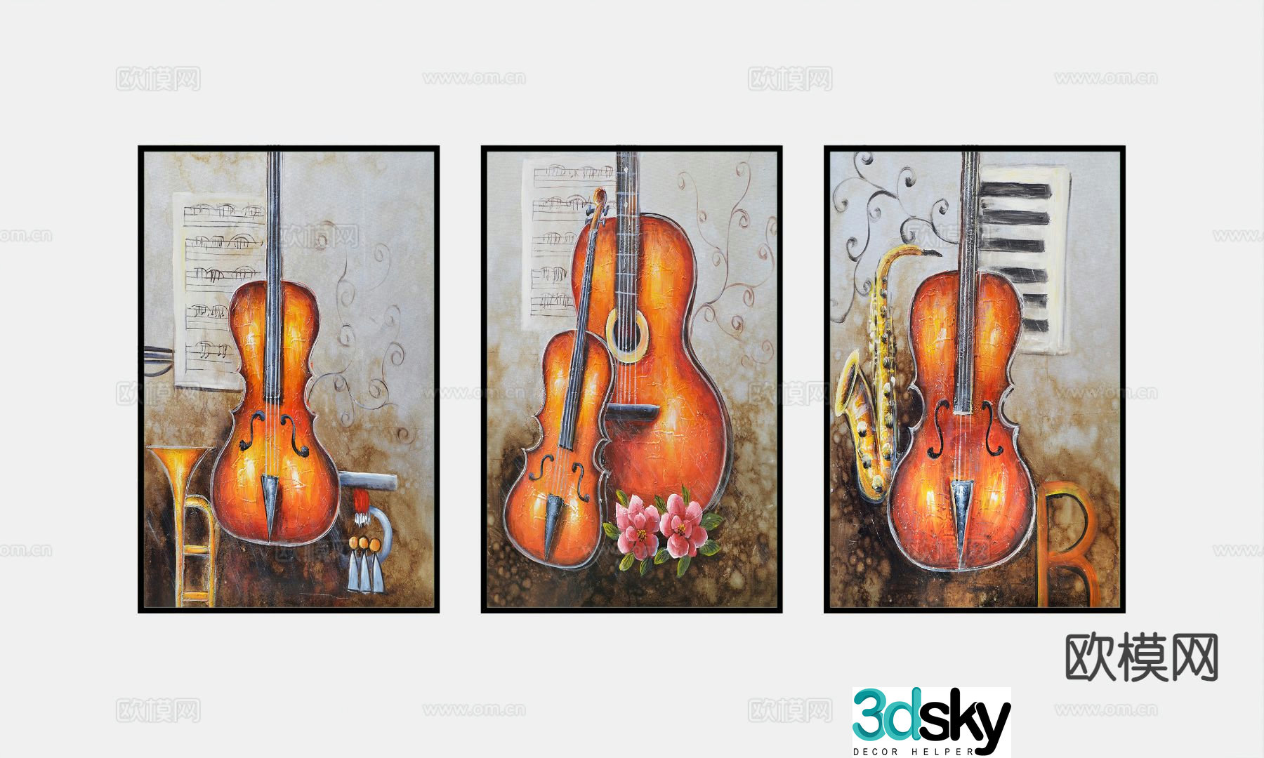 Modern decorative painting hanging painting 3d model