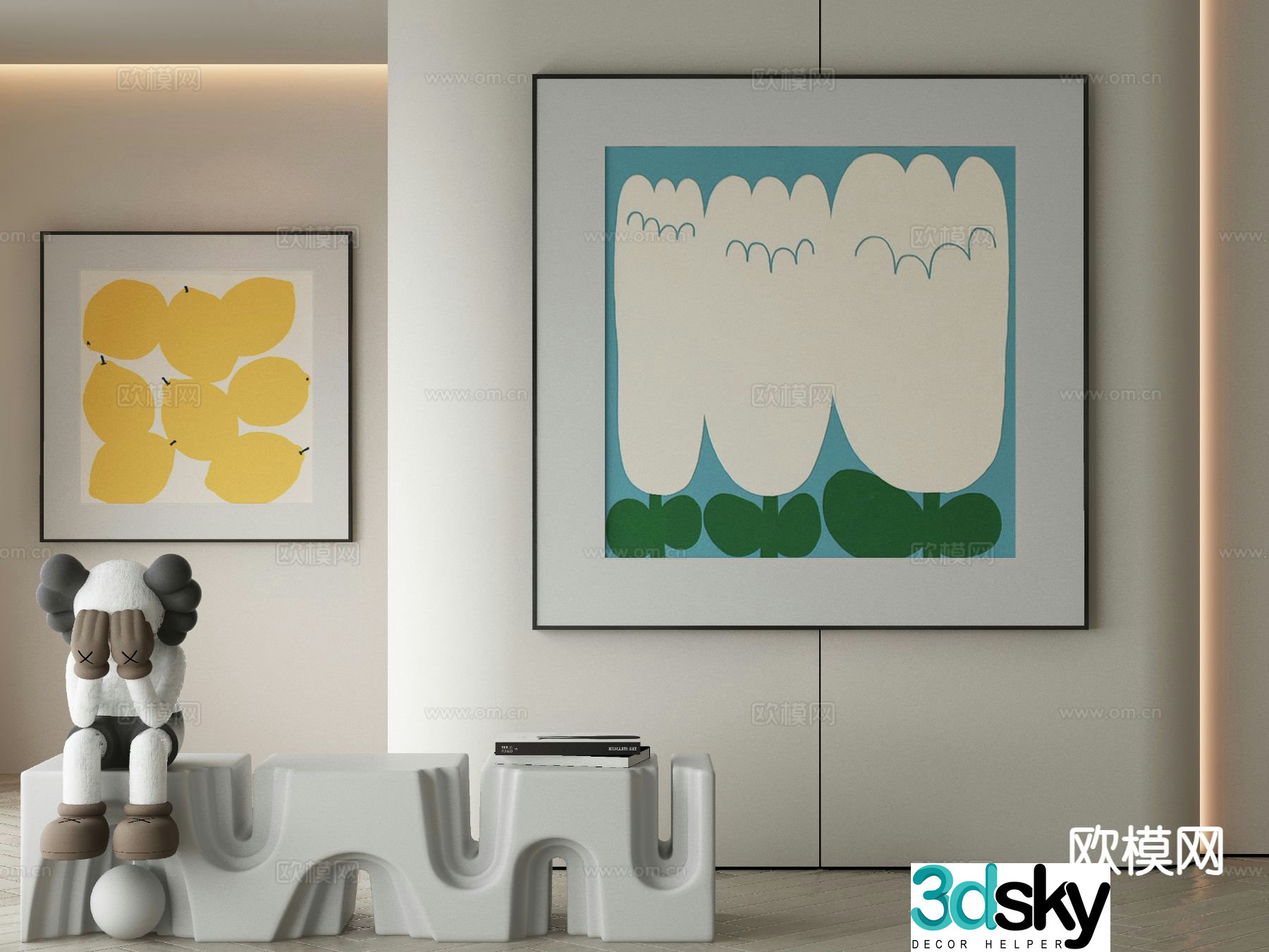 Modern decorative painting abstract painting 3d model