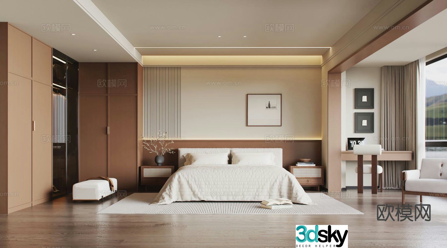 Medieval style bedroom master bedroom 3d model