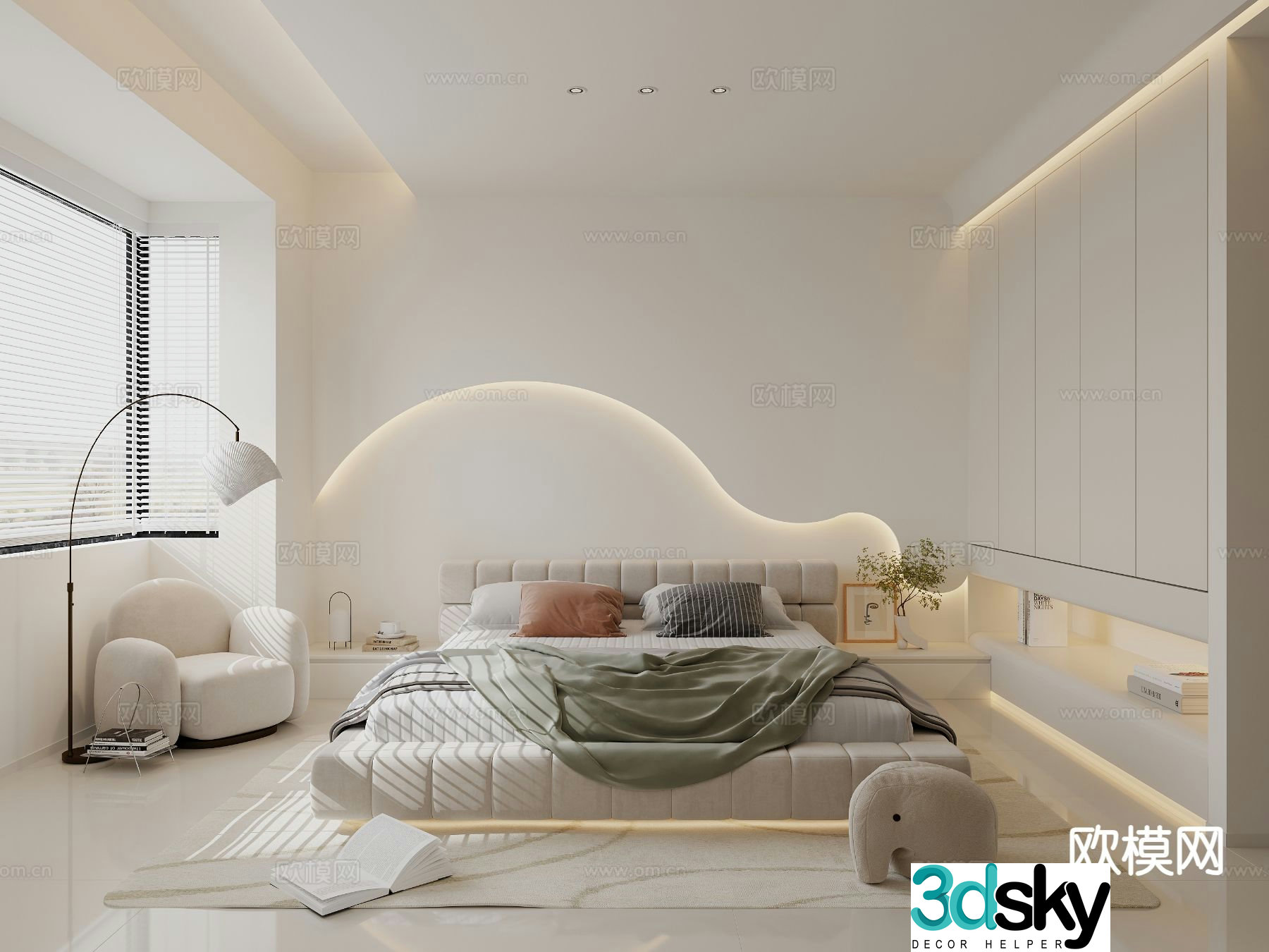 Cream style master bedroom bedroom 3d model