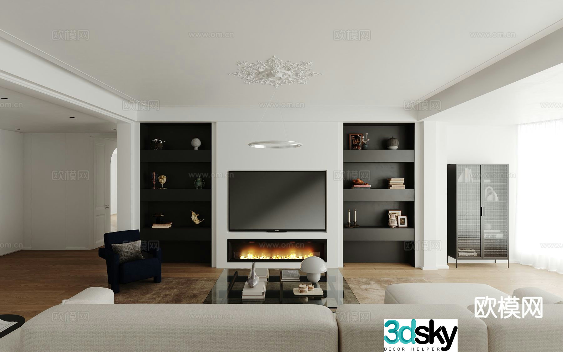 French style home living room 3d model