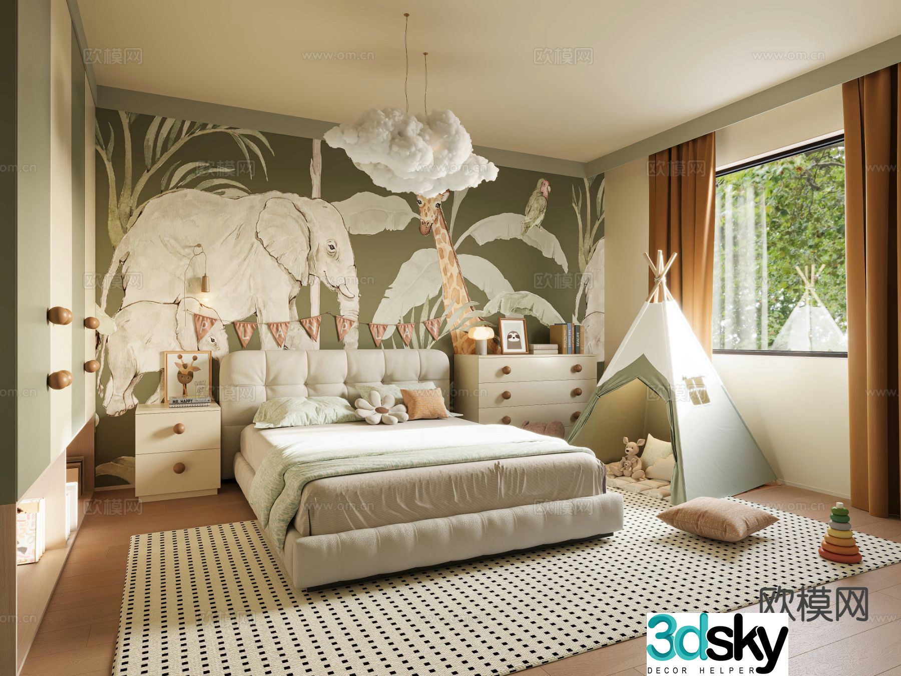 Nordic children’s room girl’s room kid’s room 3d model
