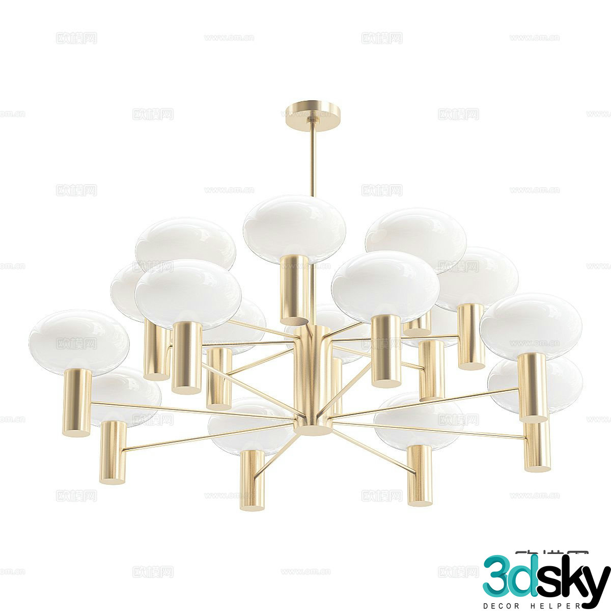 Light luxury multi-head chandelier 3D model